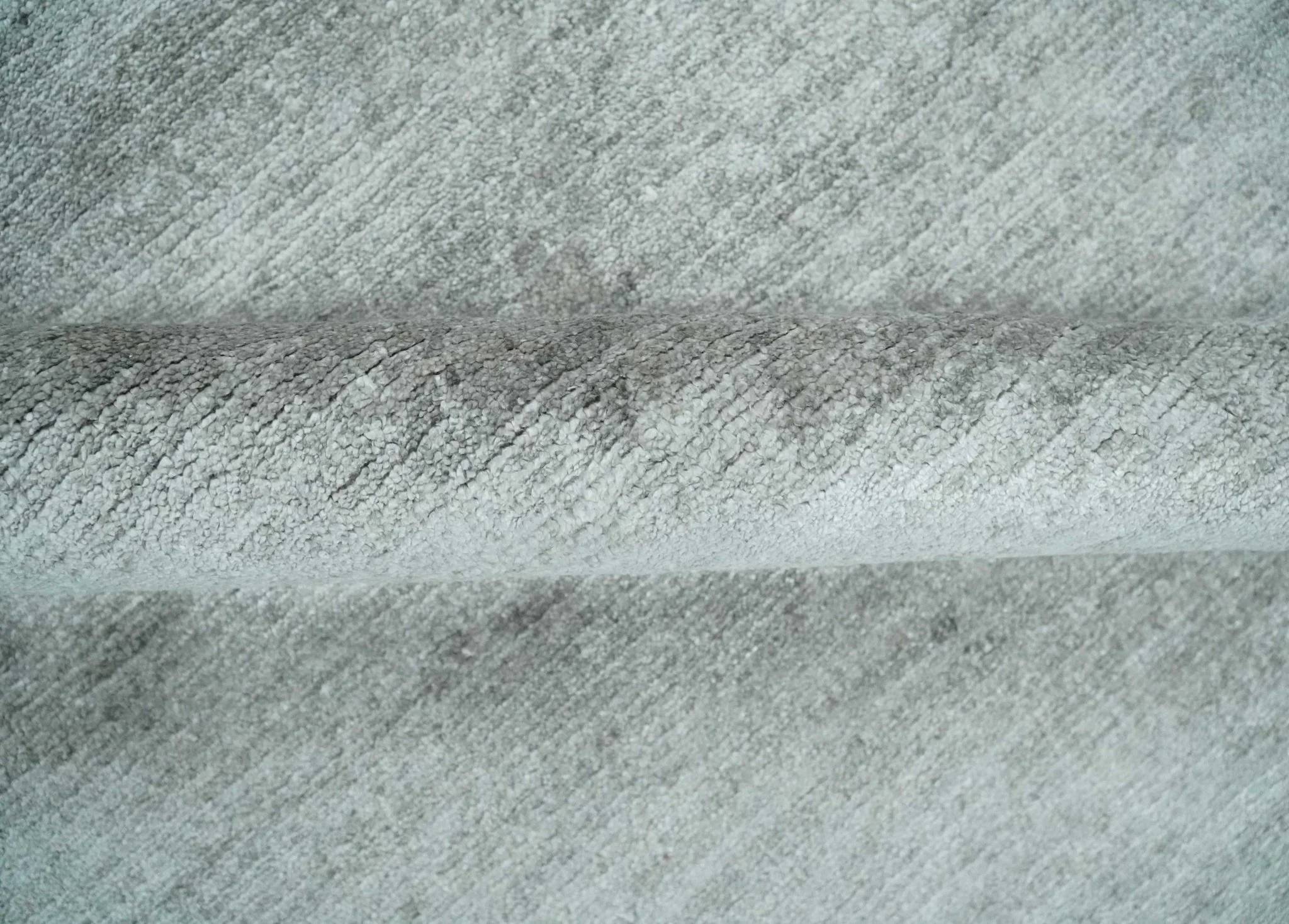 8x10 Ivory and Silver Blended Hand Loomed Modern Scandinavian Art Silk Area Rug - Image 6
