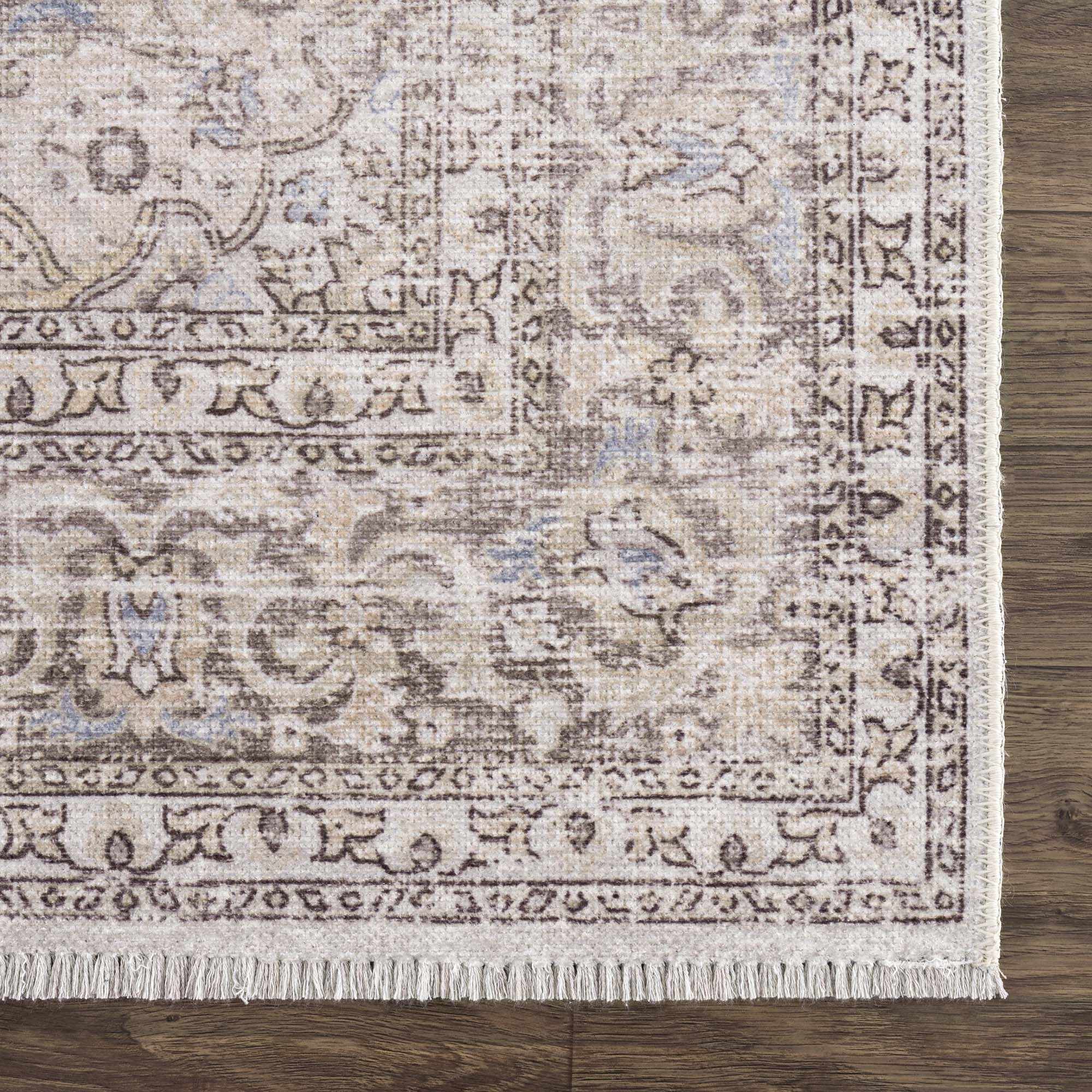 Premium Antique style Ivory, Beige and Brown Traditional Medallion Washable Area Rug - Image 14