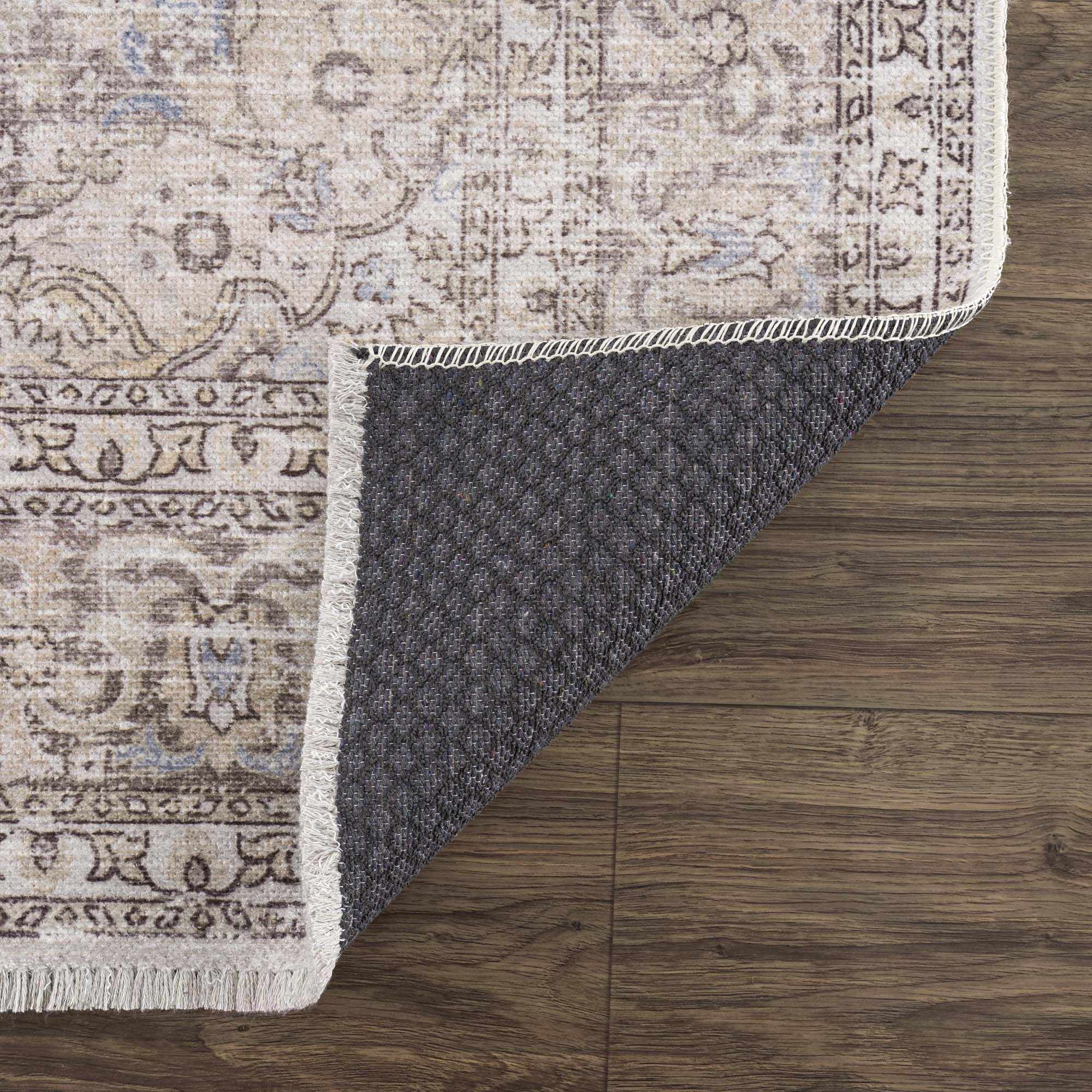 Premium Antique style Ivory, Beige and Brown Traditional Medallion Washable Area Rug - Image 15