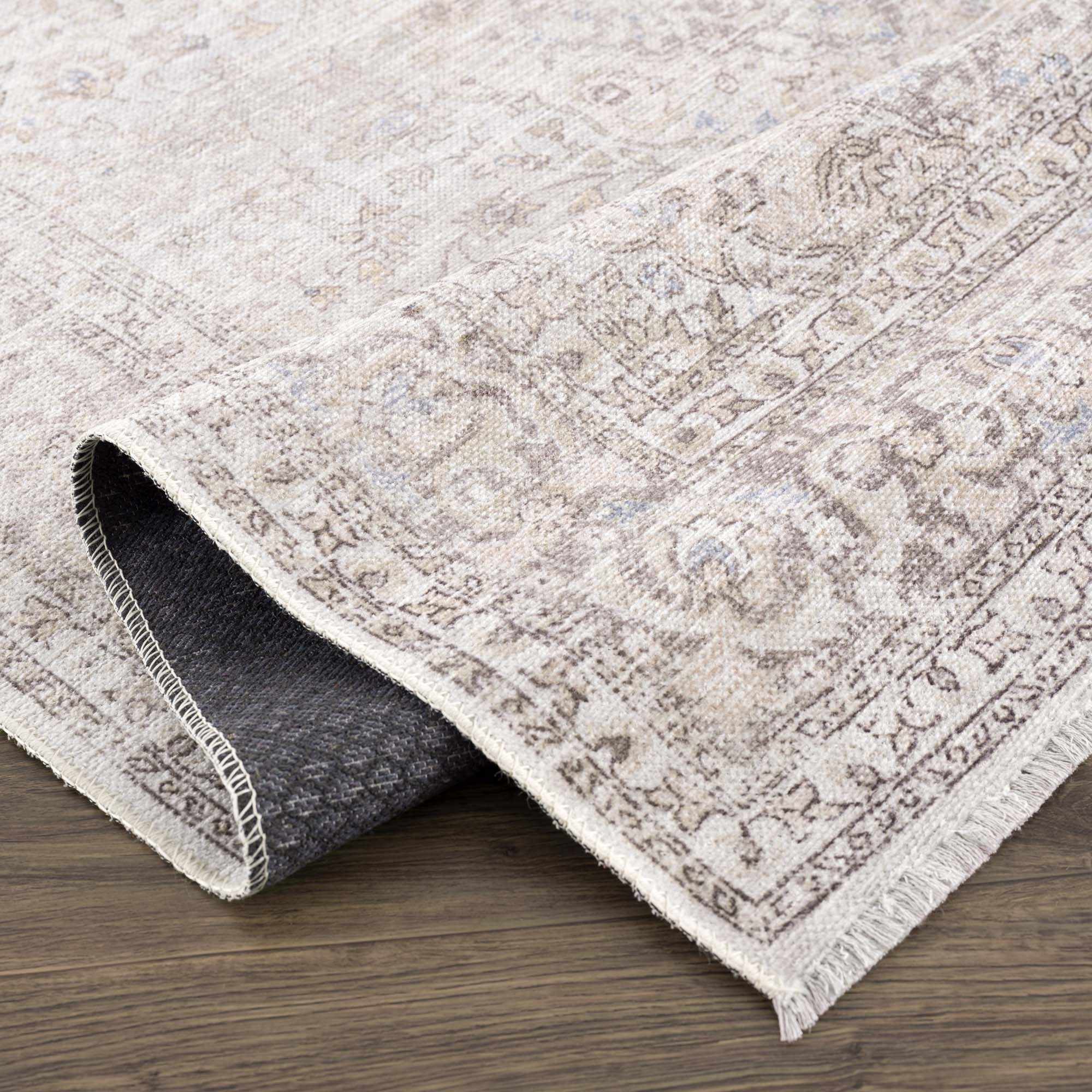 Premium Antique style Ivory, Beige and Brown Traditional Medallion Washable Area Rug - Image 17