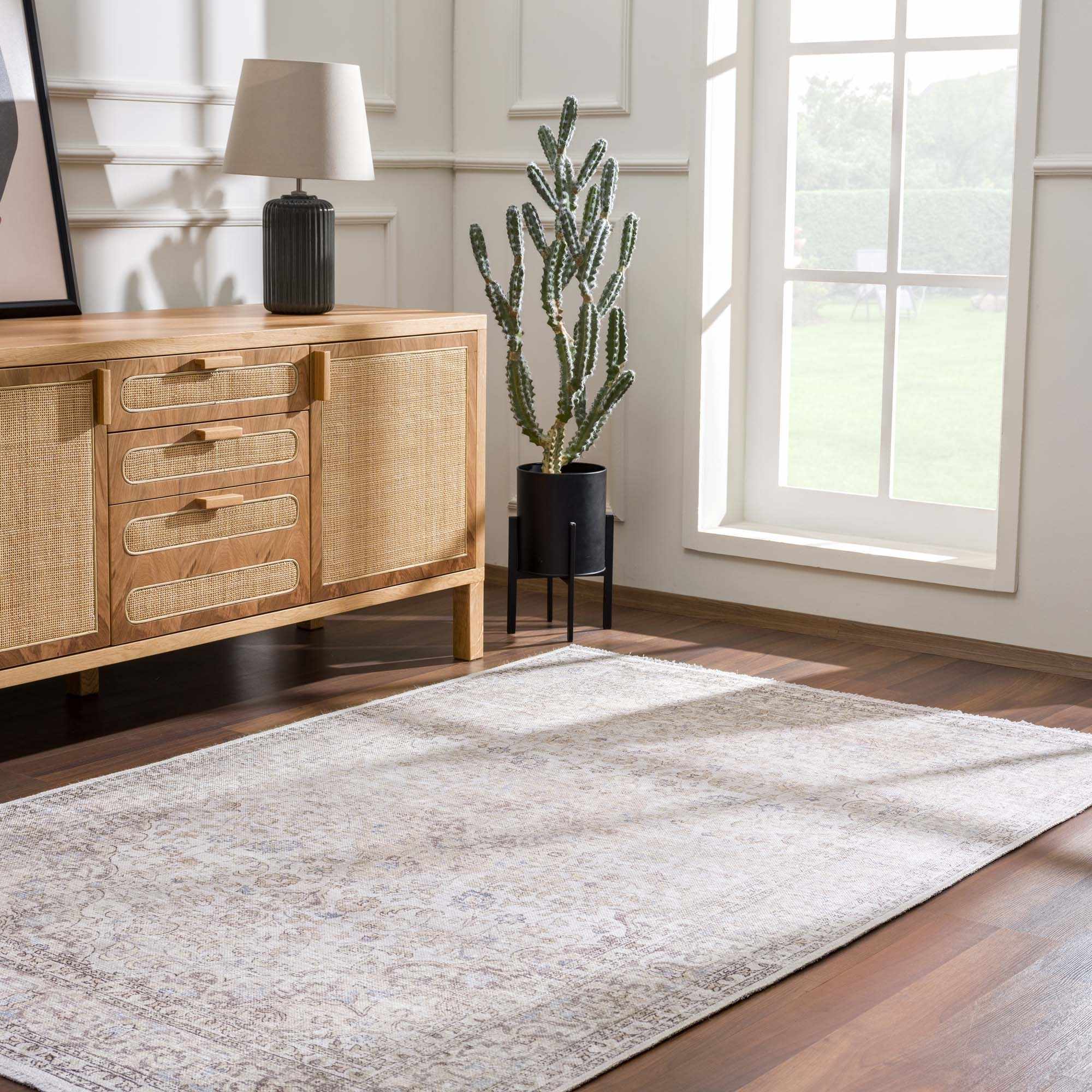 Premium Antique style Ivory, Beige and Brown Traditional Medallion Washable Area Rug - Image 22