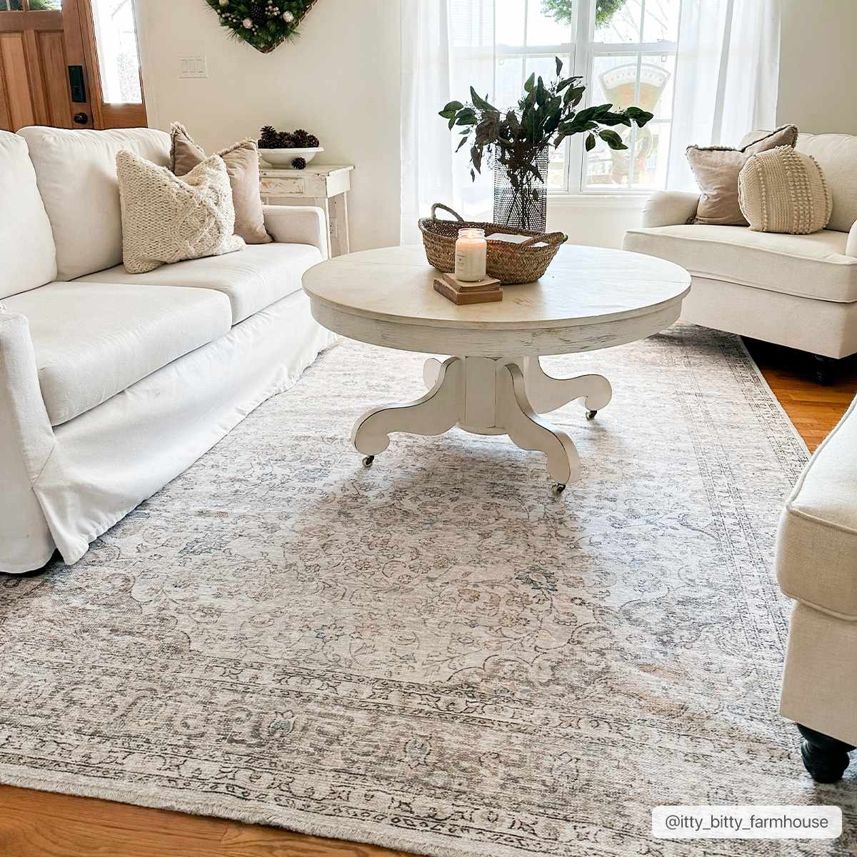 Premium Antique style Ivory, Beige and Brown Traditional Medallion Washable Area Rug - Image 24