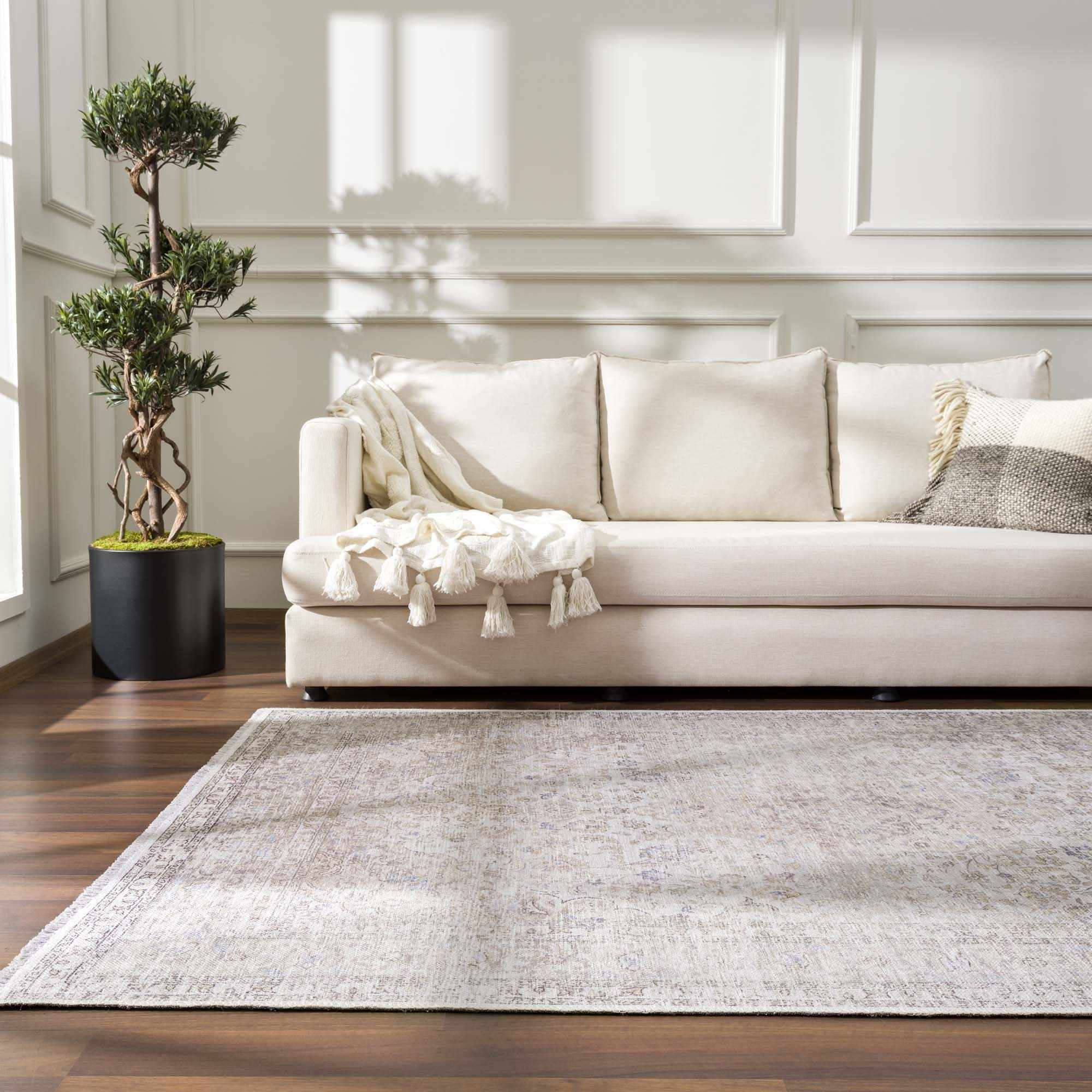 Premium Antique style Ivory, Beige and Brown Traditional Medallion Washable Area Rug - Image 27