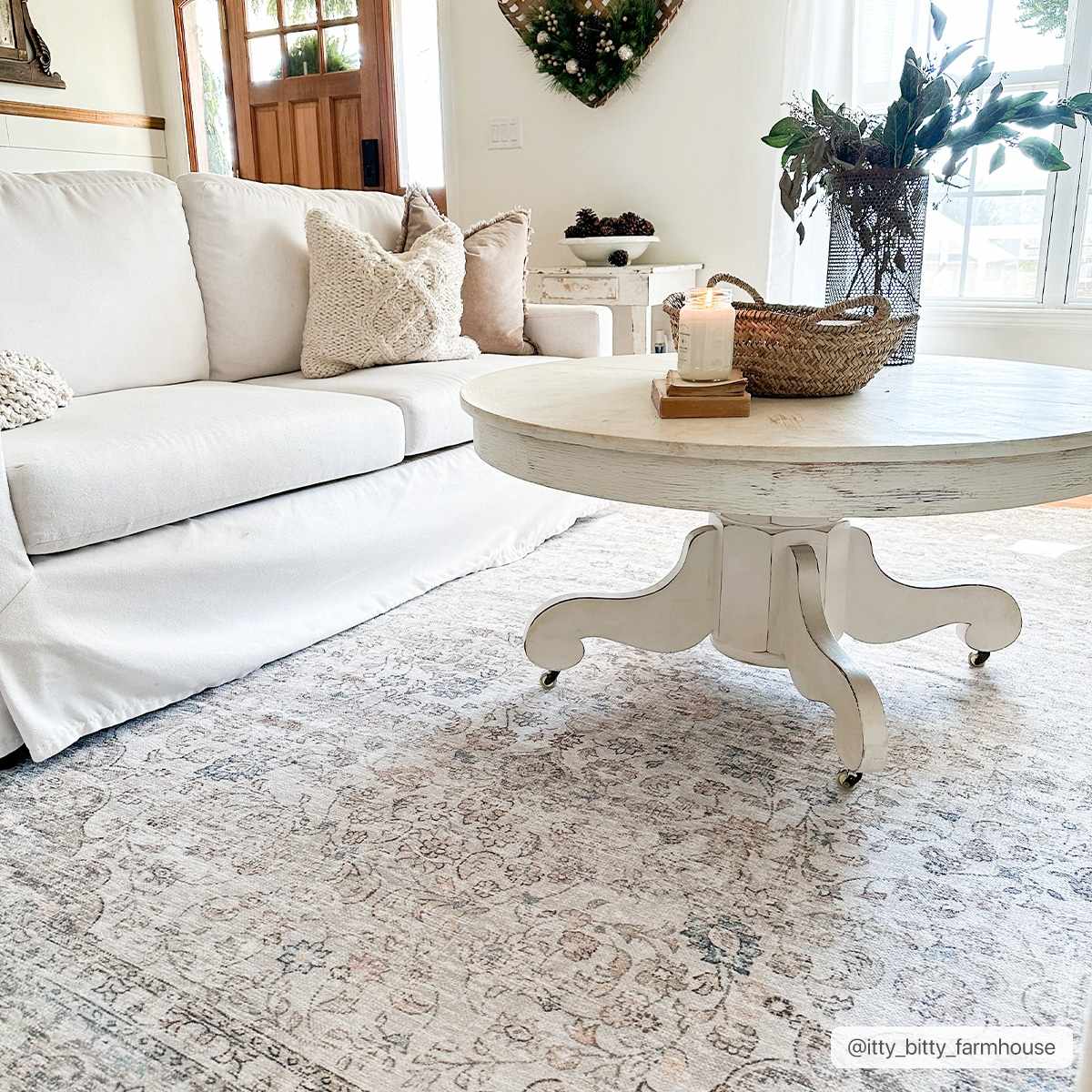 Premium Antique style Ivory, Beige and Brown Traditional Medallion Washable Area Rug - Image 3