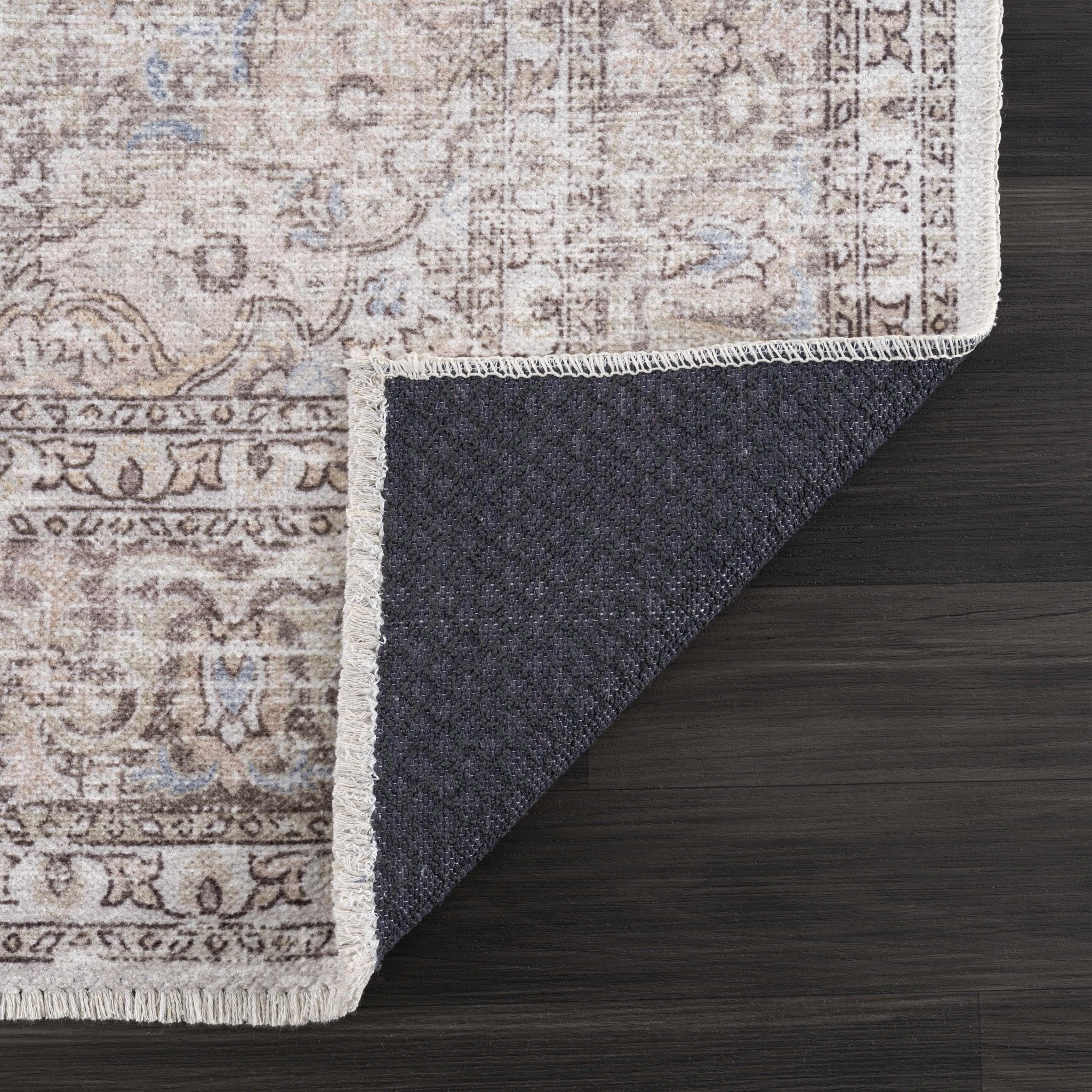 Premium Antique style Ivory, Beige and Brown Traditional Medallion Washable Area Rug - Image 37