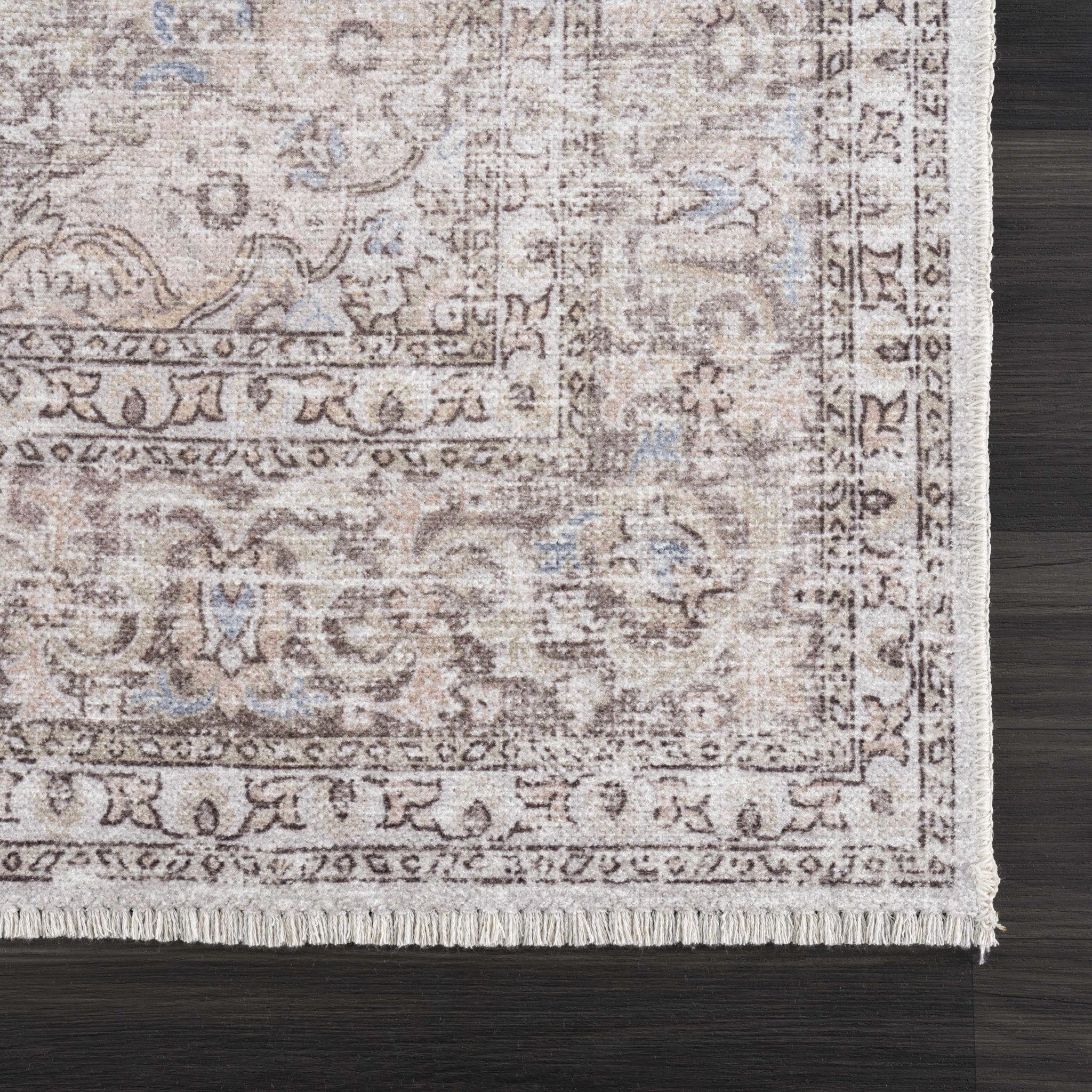 Premium Antique style Ivory, Beige and Brown Traditional Medallion Washable Area Rug - Image 39