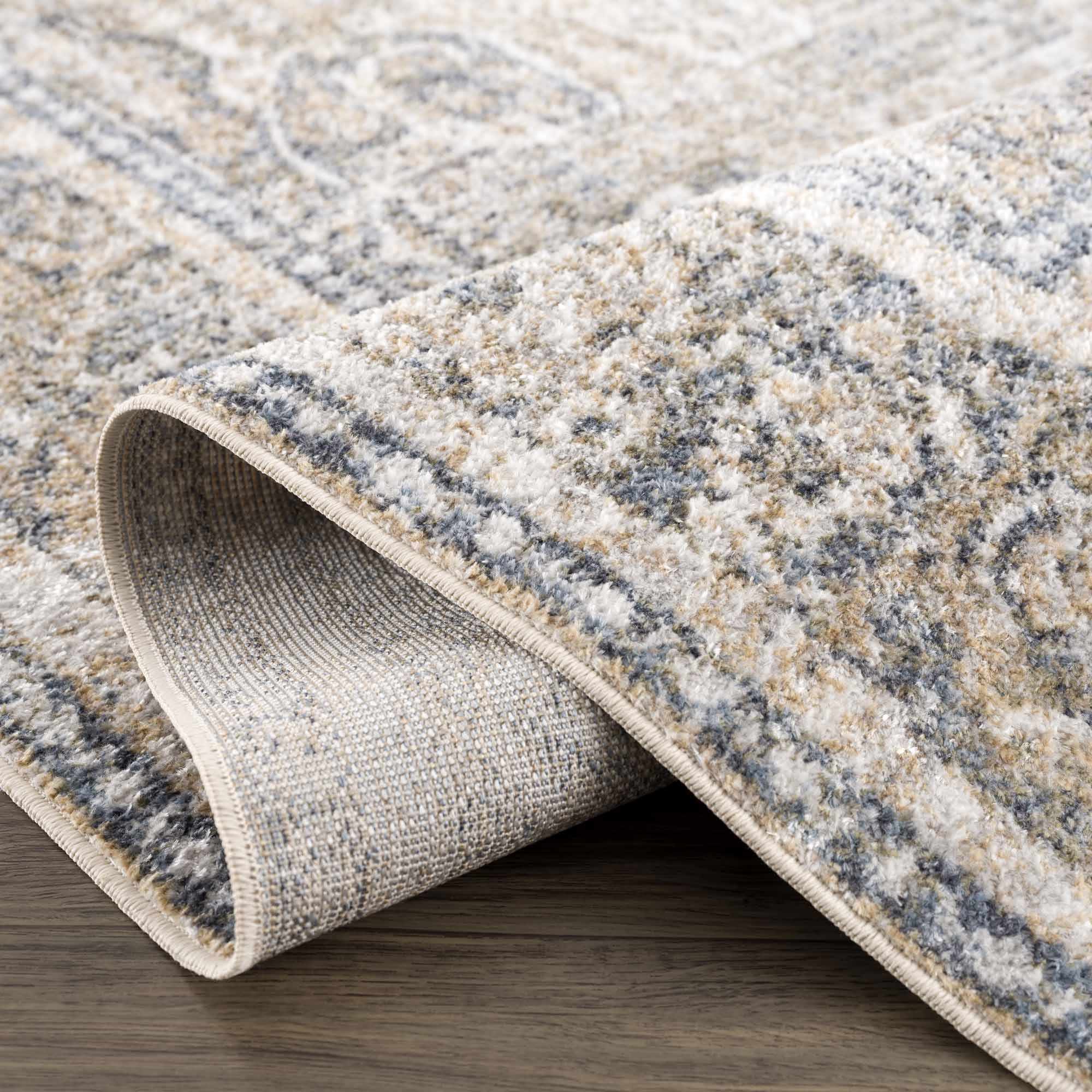Ivory, Beige and Charcoal Vintage Style Traditional Oriental design Washable Area Rug - Image 10