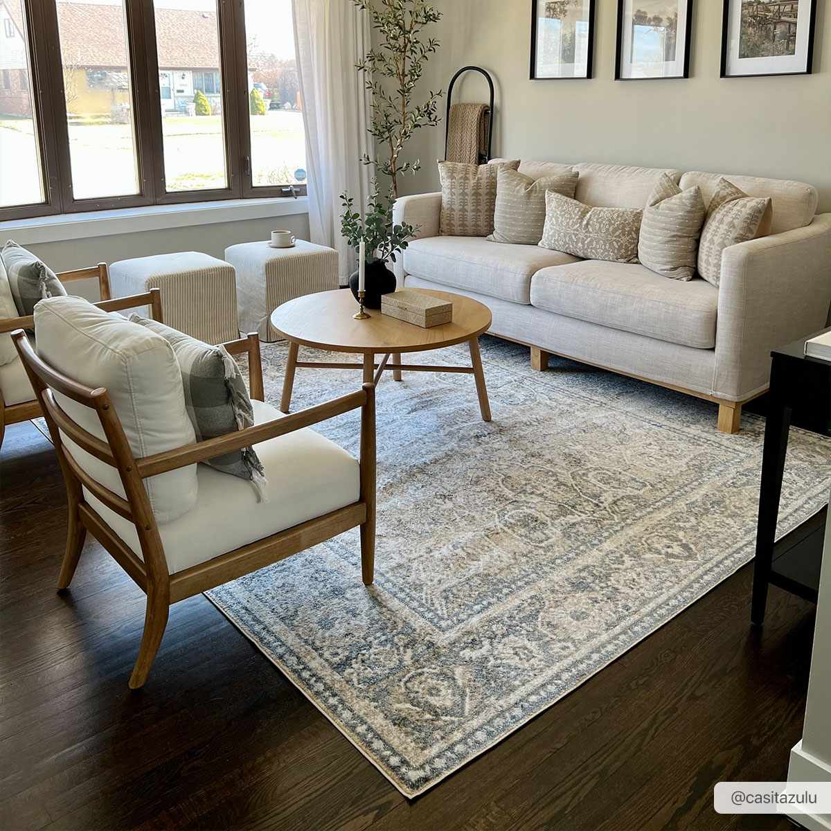 Ivory, Beige and Charcoal Vintage Style Traditional Oriental design Washable Area Rug - Image 18