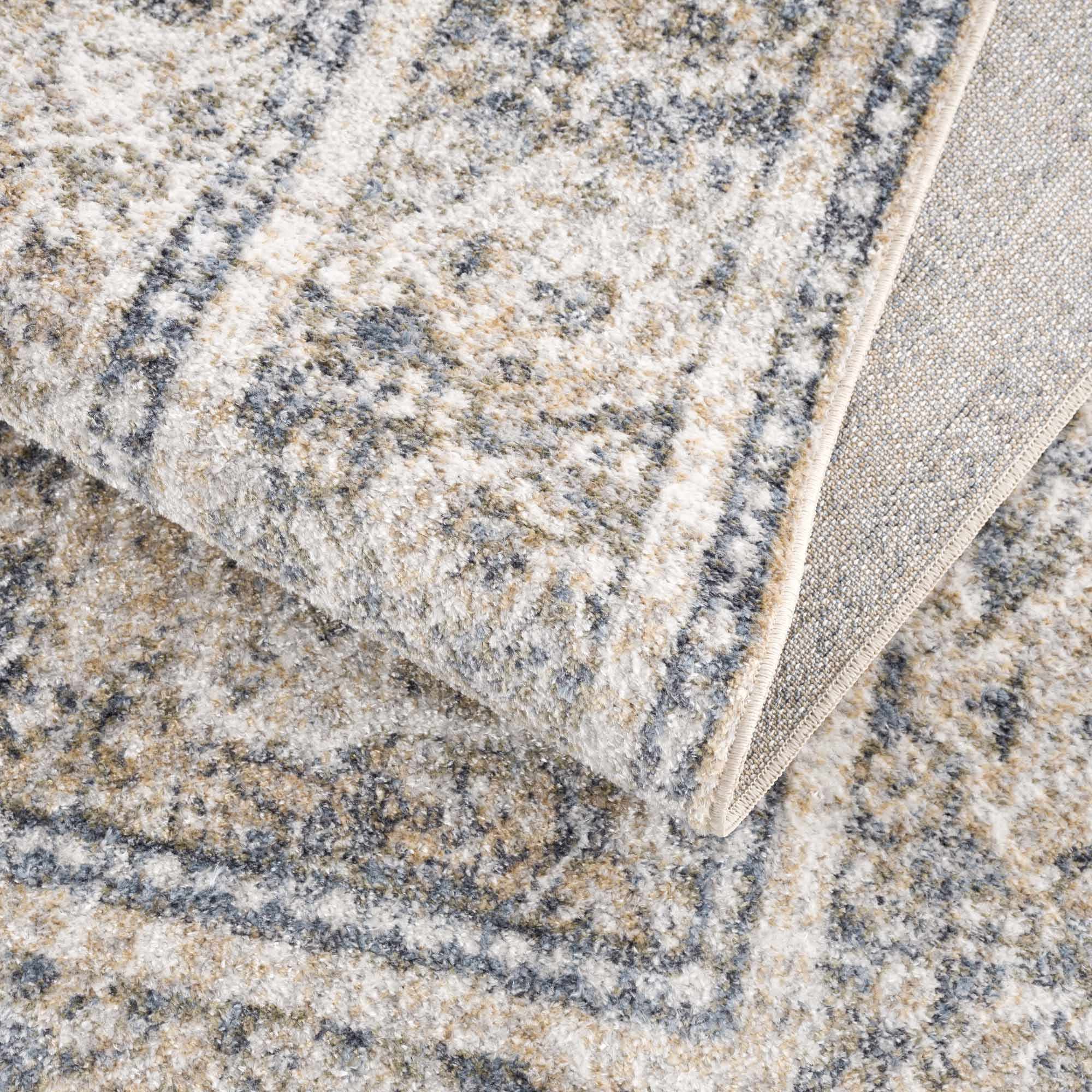 Ivory, Beige and Charcoal Vintage Style Traditional Oriental design Washable Area Rug - Image 9