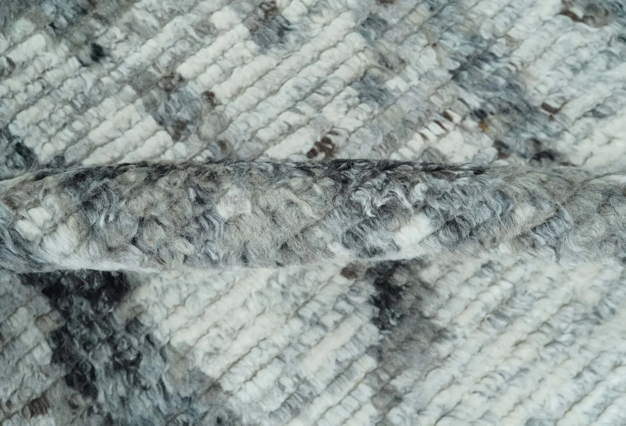 Hand Knotted Ivory, Black and Charcoal Modern Abstract Made with Blended Wool Multi Size Rug - Image 6
