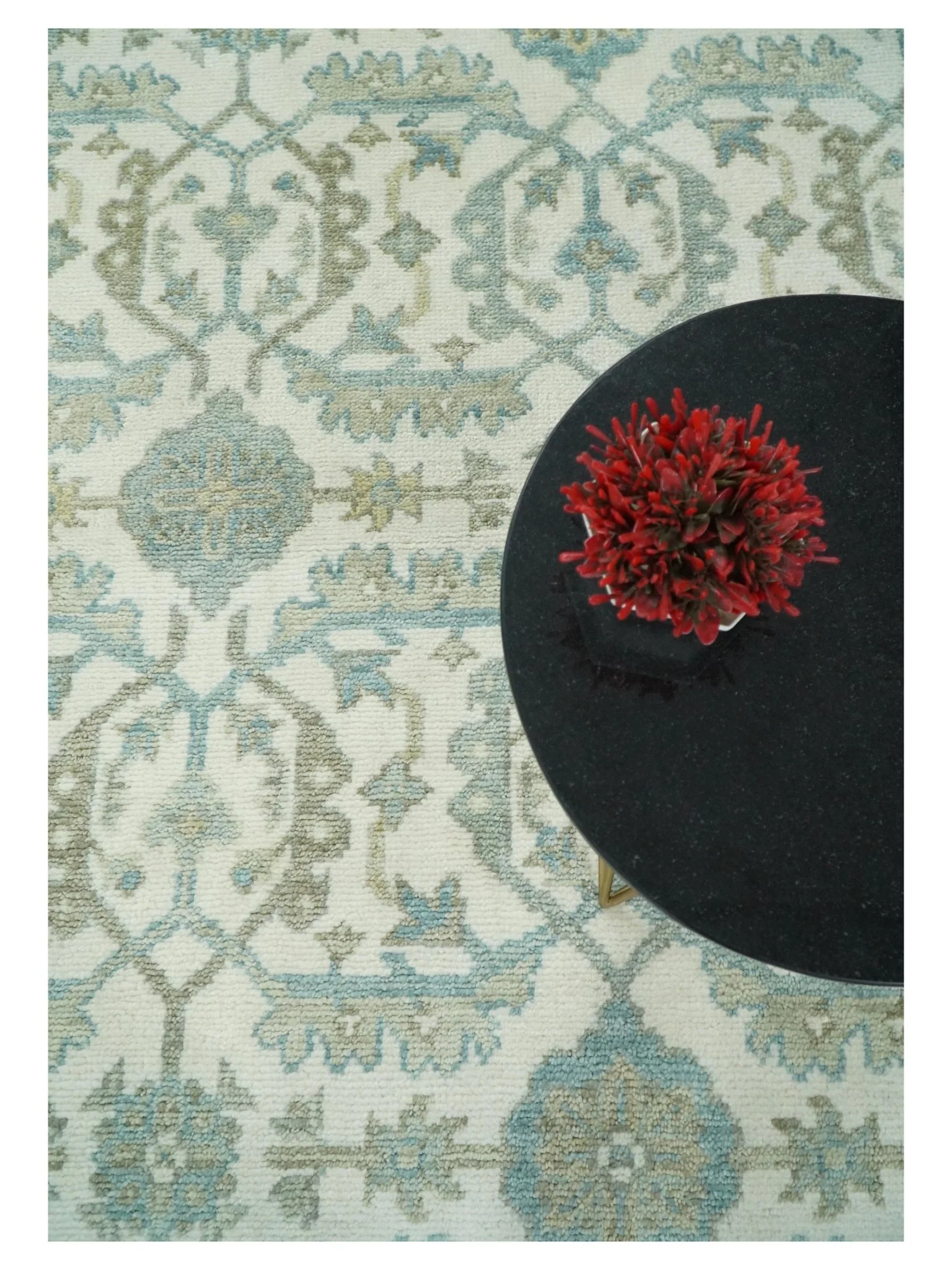 Ivory, Blue and Beige Hand knotted Traditional Large Design Multi Size wool Area Rug - Image 10