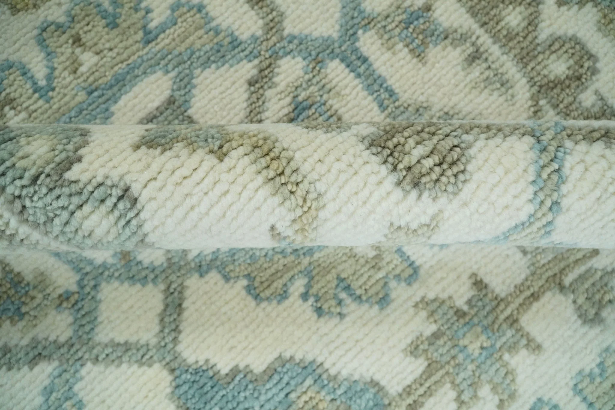 Ivory, Blue and Beige Hand knotted Traditional Large Design Multi Size wool Area Rug - Image 6