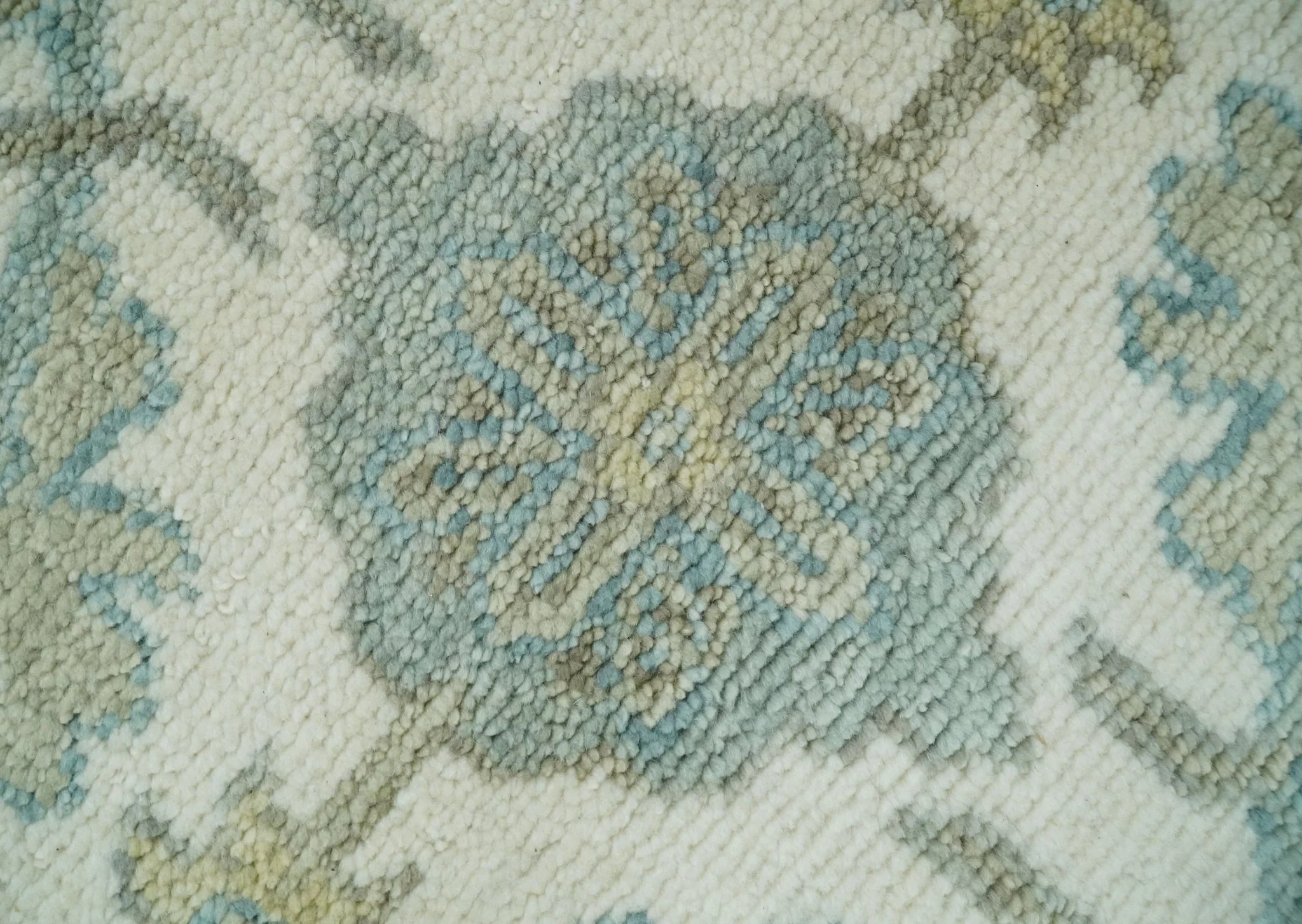 Ivory, Blue and Beige Hand knotted Traditional Large Design Multi Size wool Area Rug - Image 8