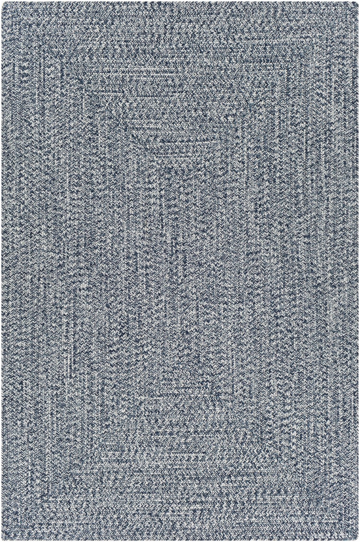 Ivory, Blue and Gray Chevron Design Braided Outdoor safe area Rug - Image 11