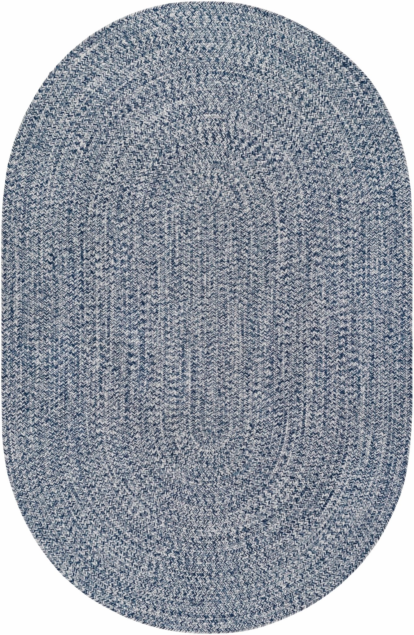 Ivory, Blue and Gray Chevron Design Braided Outdoor safe area Rug - Image 12