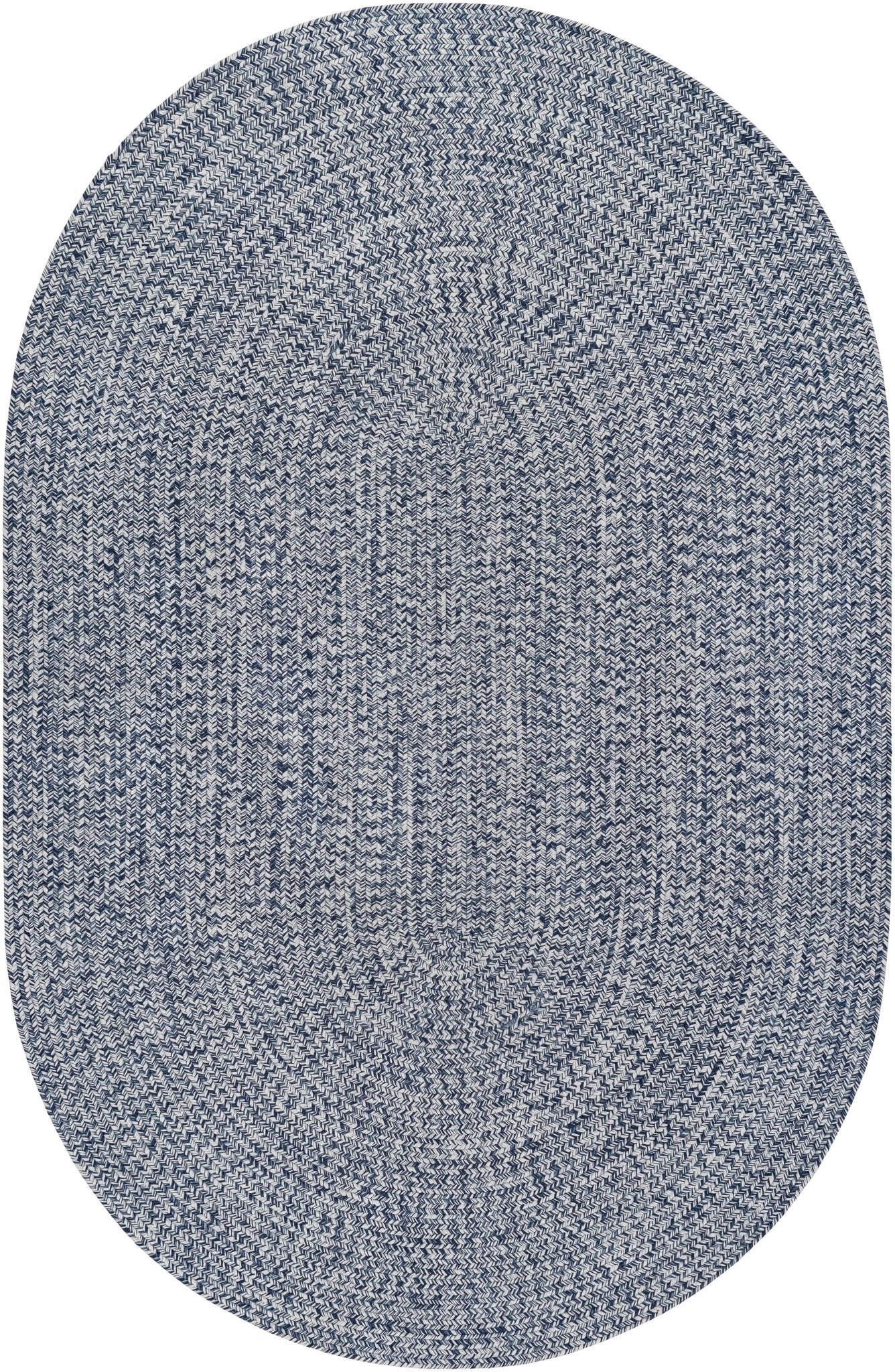 Ivory, Blue and Gray Chevron Design Braided Outdoor safe area Rug - Image 16