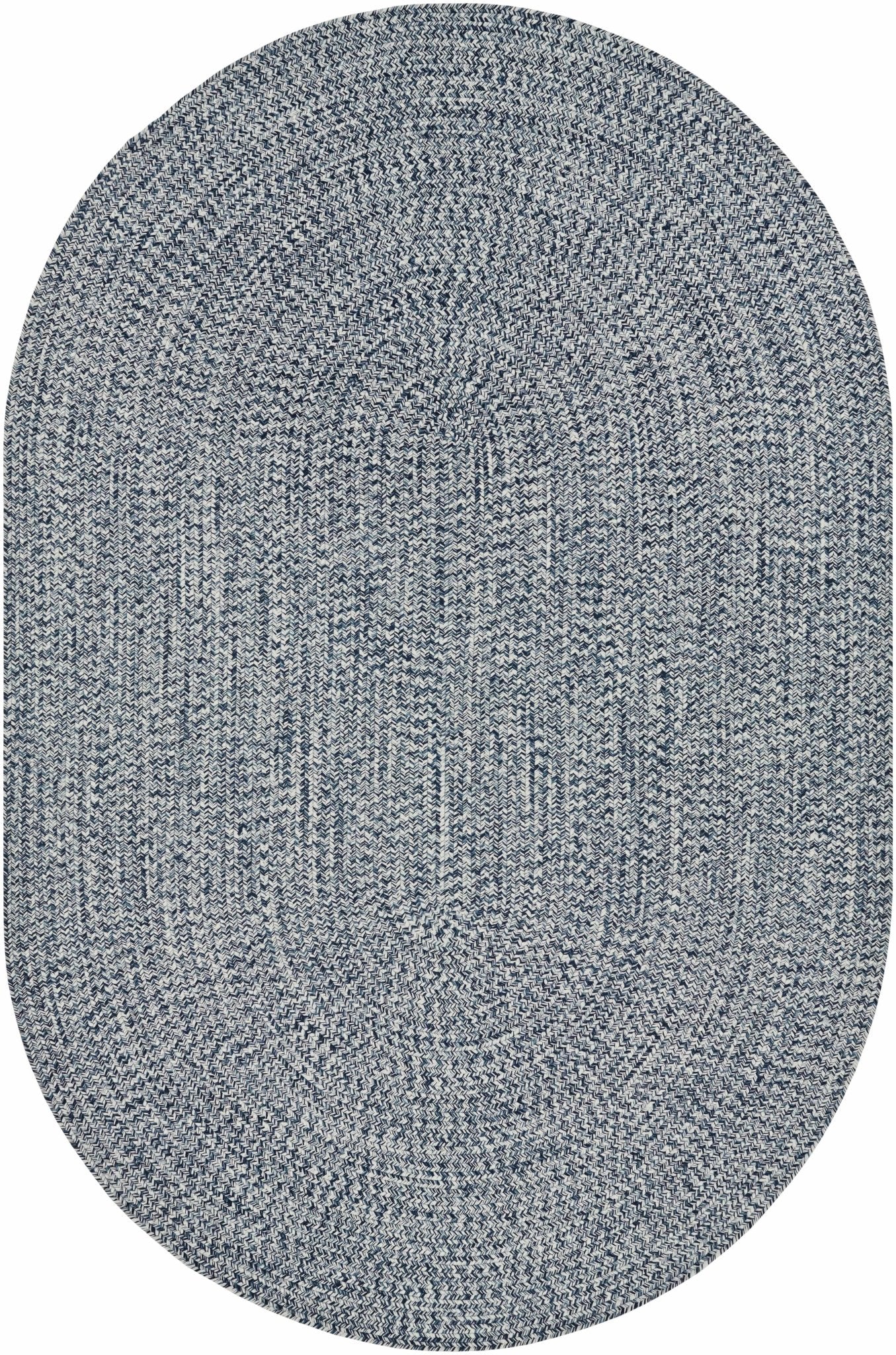 Ivory, Blue and Gray Chevron Design Braided Outdoor safe area Rug - Image 3