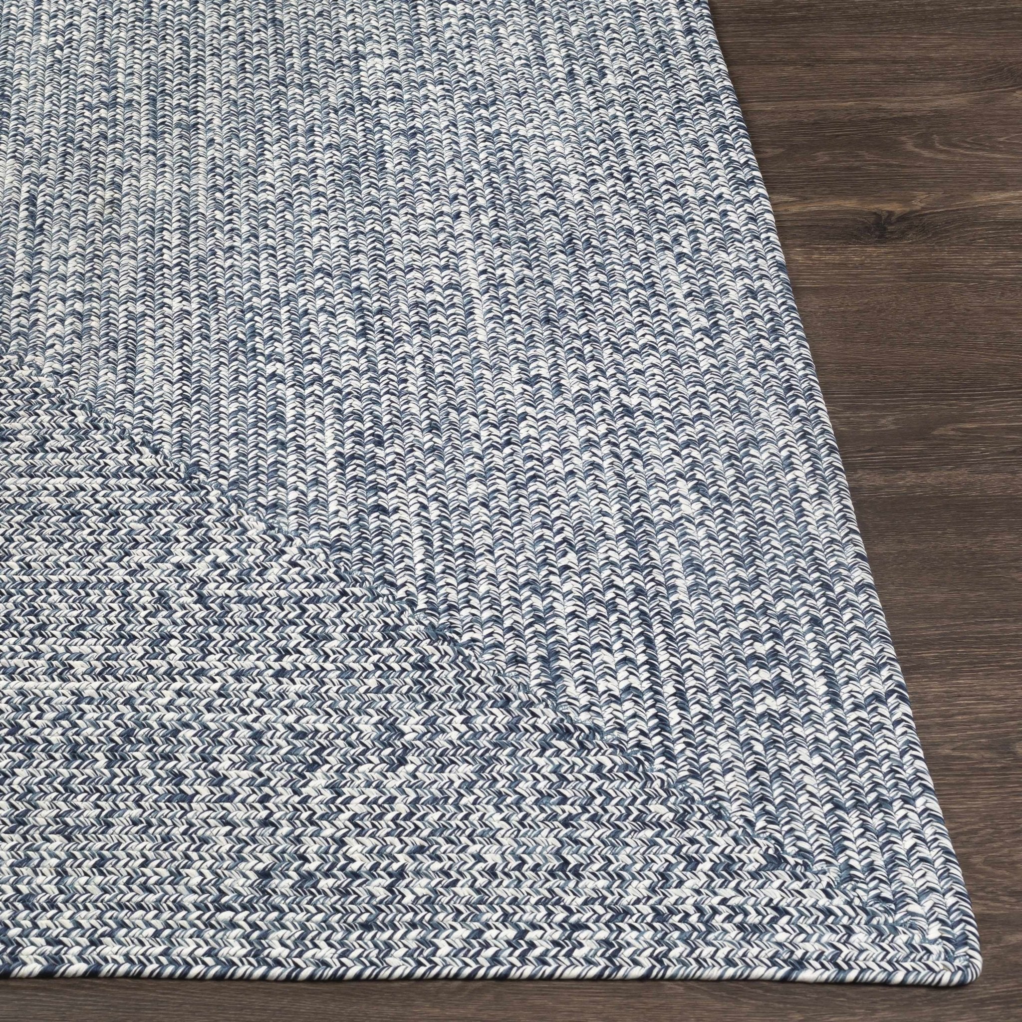 Ivory, Blue and Gray Chevron Design Braided Outdoor safe area Rug - Image 8