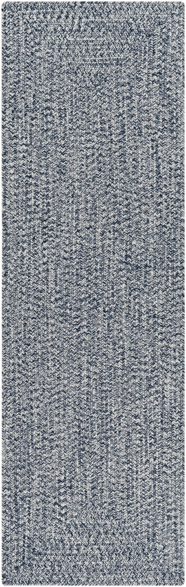 Ivory, Blue and Gray Chevron Design Braided Outdoor safe area Rug - Image 9