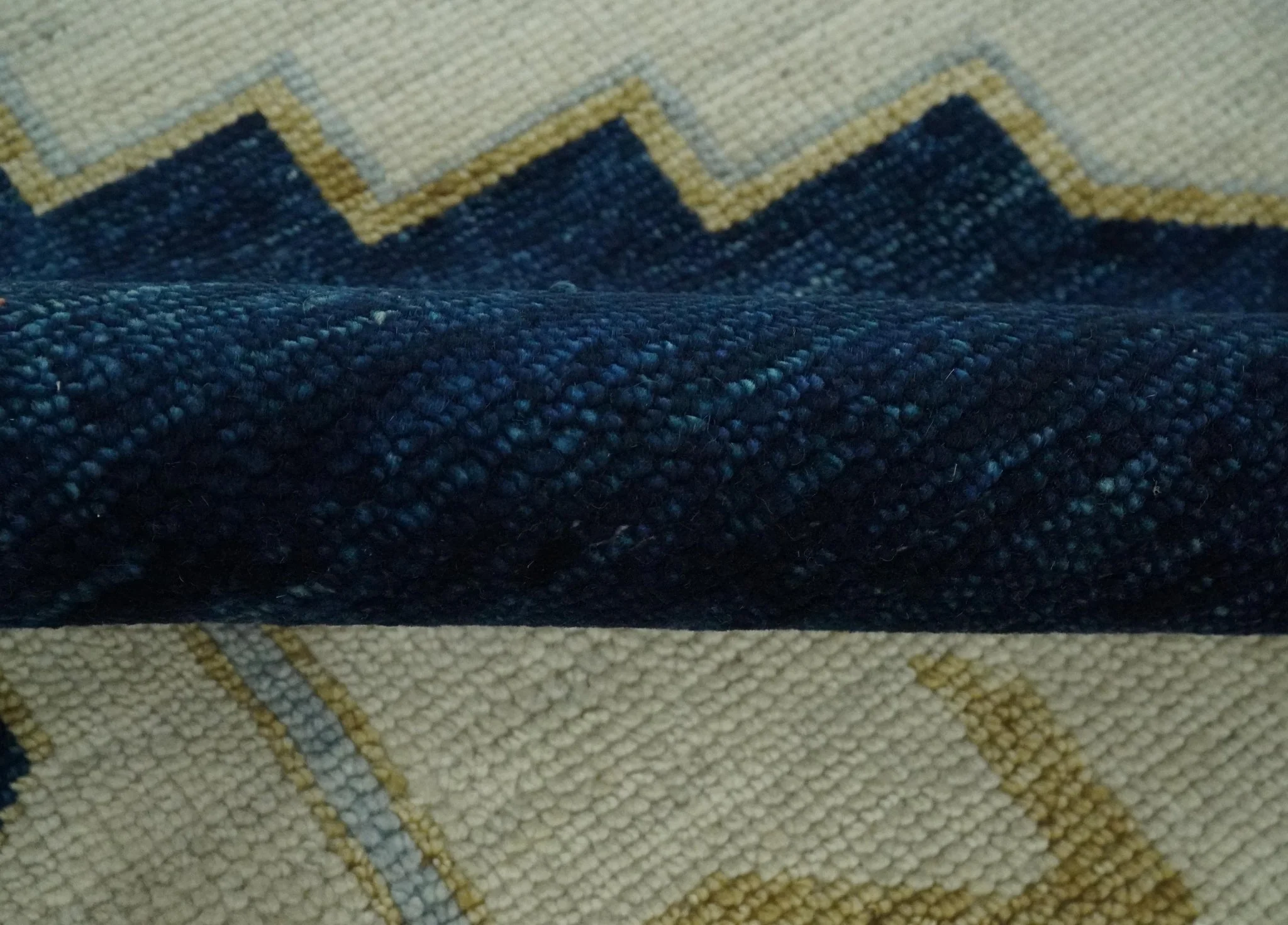 Custom Made Ivory, Blue, Beige and Rust Hand Knotted Traditional Heriz Wool Area Rug - Image 6