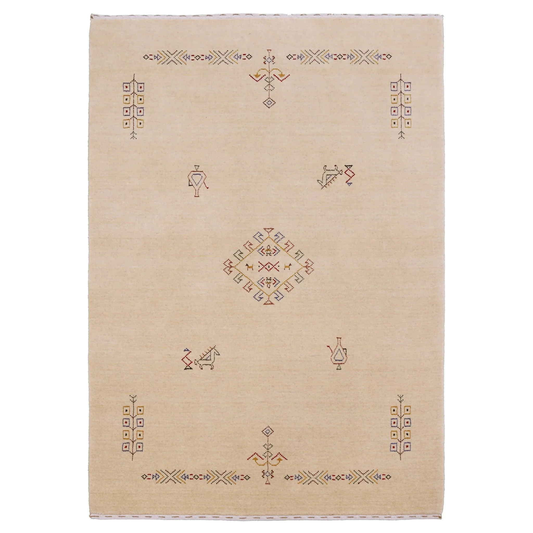 Ivory Border Patterns Hand Loomed Wool Area Rug - Image 13