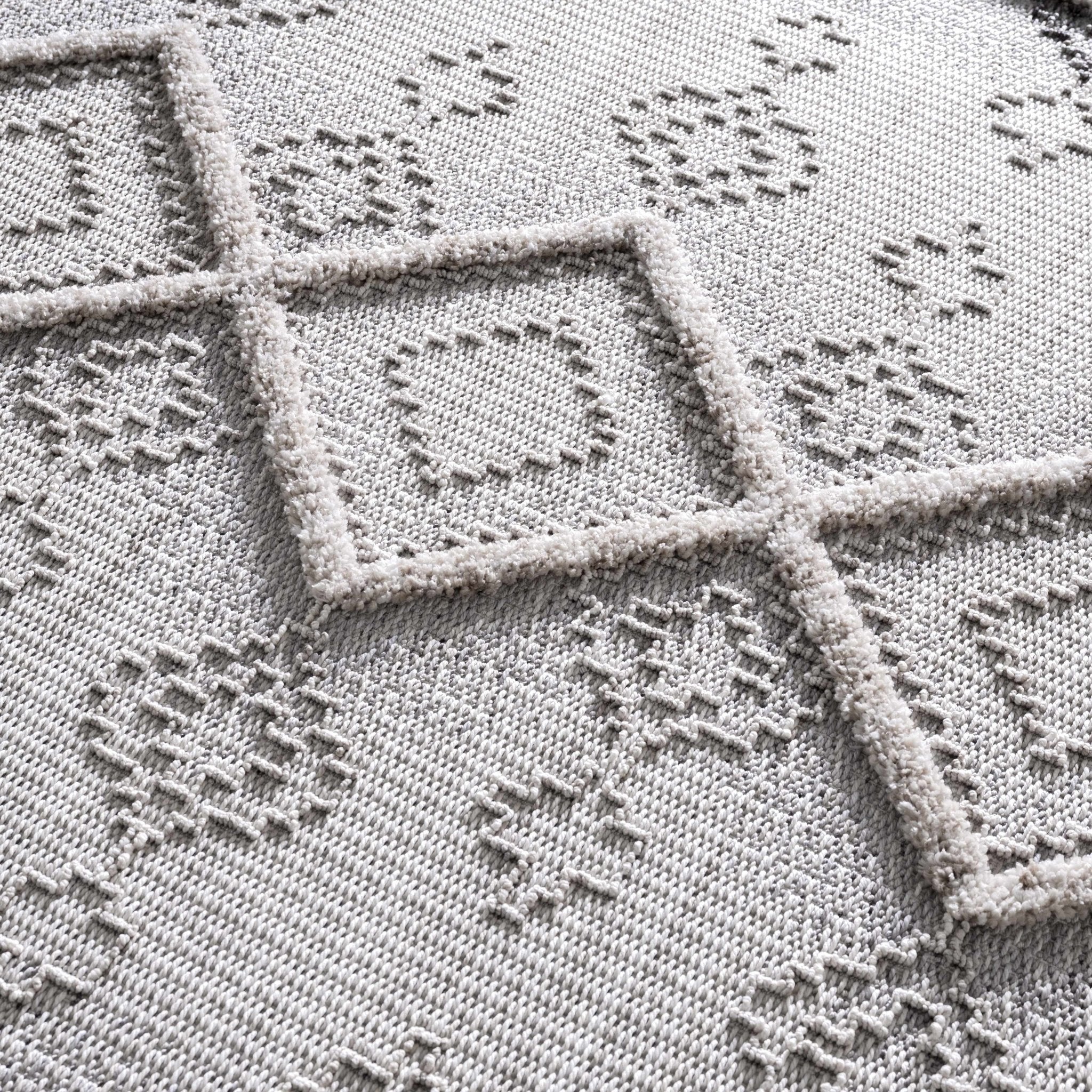 Ivory, Brown and charcoal Flatwoven Knit design Geometrical Carved Texture Area Rug - Image 21