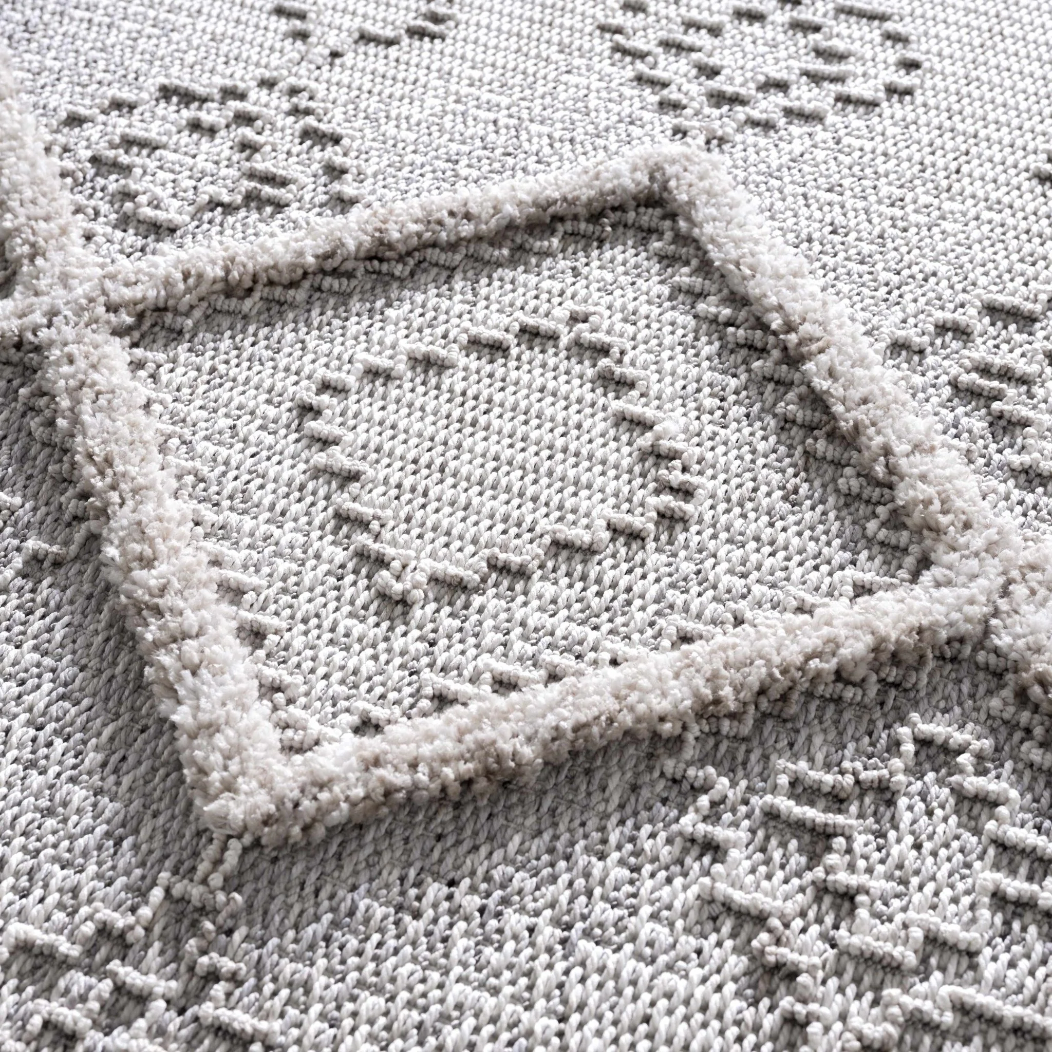 Ivory, Brown and charcoal Flatwoven Knit design Geometrical Carved Texture Area Rug - Image 4