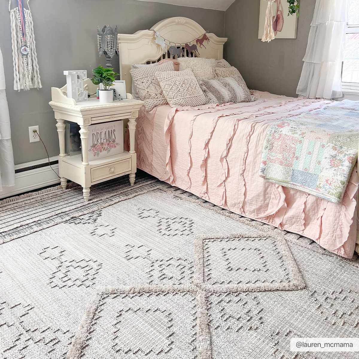 Ivory, Brown and charcoal Flatwoven Knit design Geometrical Carved Texture Area Rug - Image 5