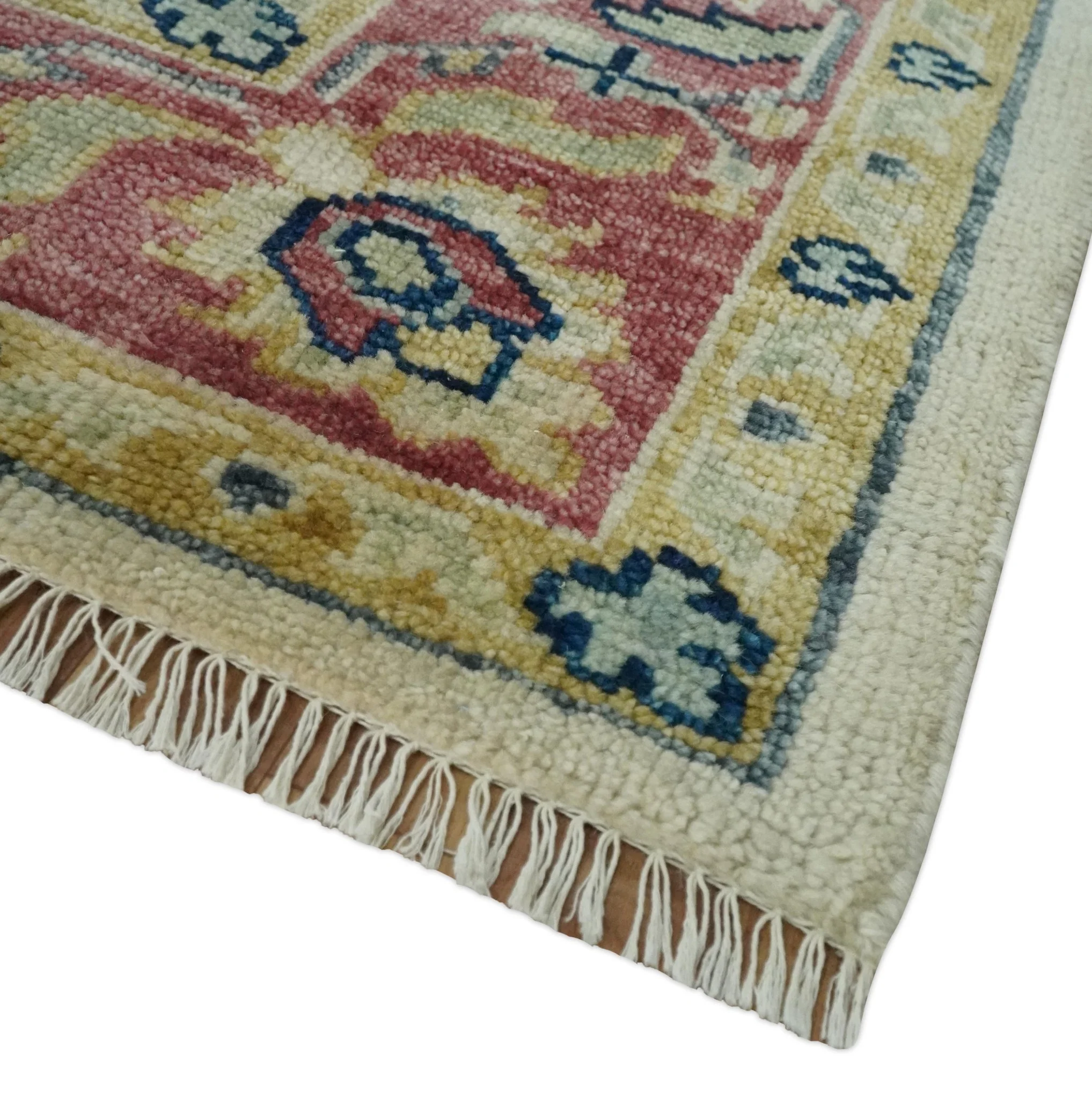 Ivory, Brown, Olive and Charcoal Traditional Heriz Medallion Custom Made Wool Area Rug - Image 5