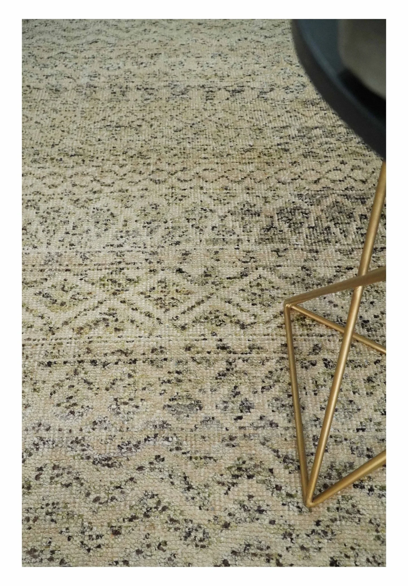 6x9 Hand Knotted Ivory, Camel and Charcoal Modern Contemporary Southwestern Tribal Trellis Recycled wool Area Rug - Image 2