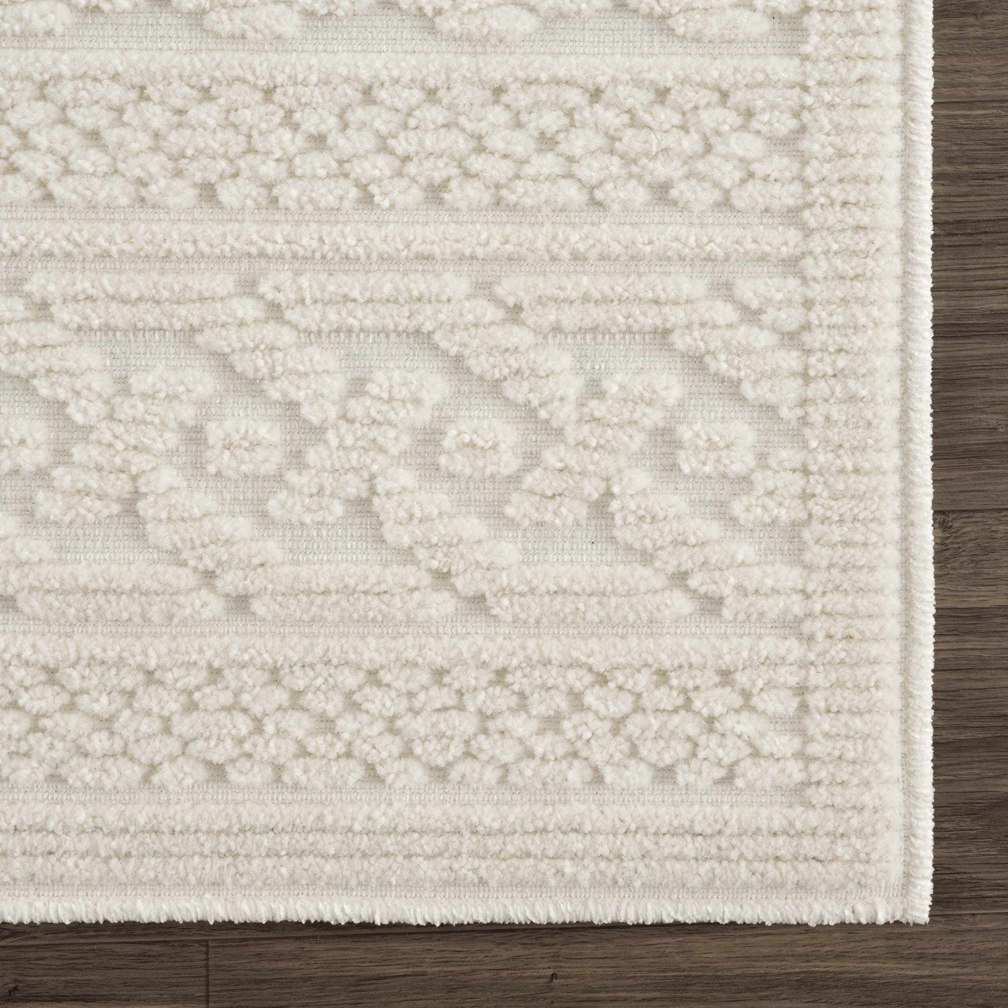 Premium look Ivory Carved Texture Tassel Design Washable area Rug - Image 10