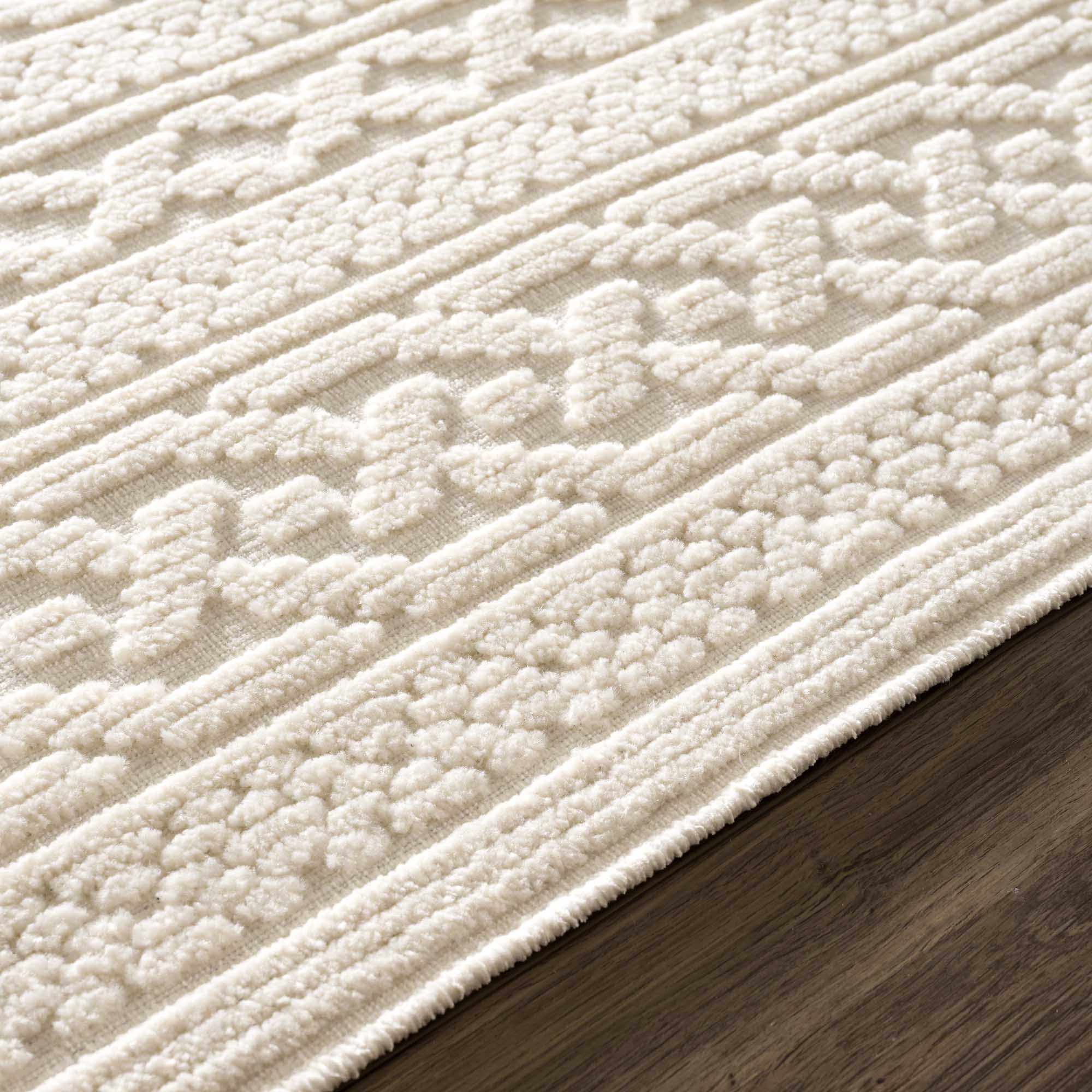Premium look Ivory Carved Texture Tassel Design Washable area Rug - Image 13