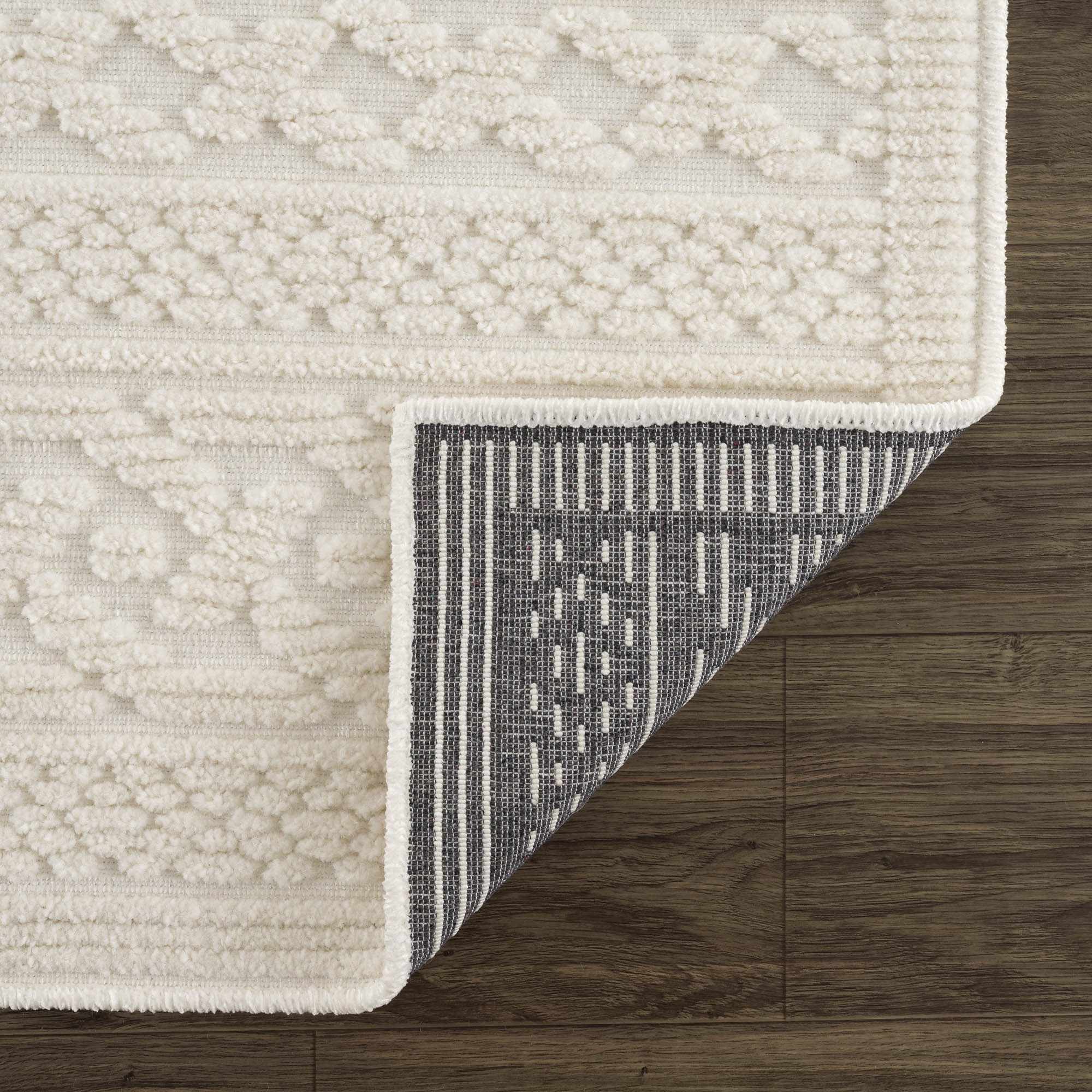 Premium look Ivory Carved Texture Tassel Design Washable area Rug - Image 7