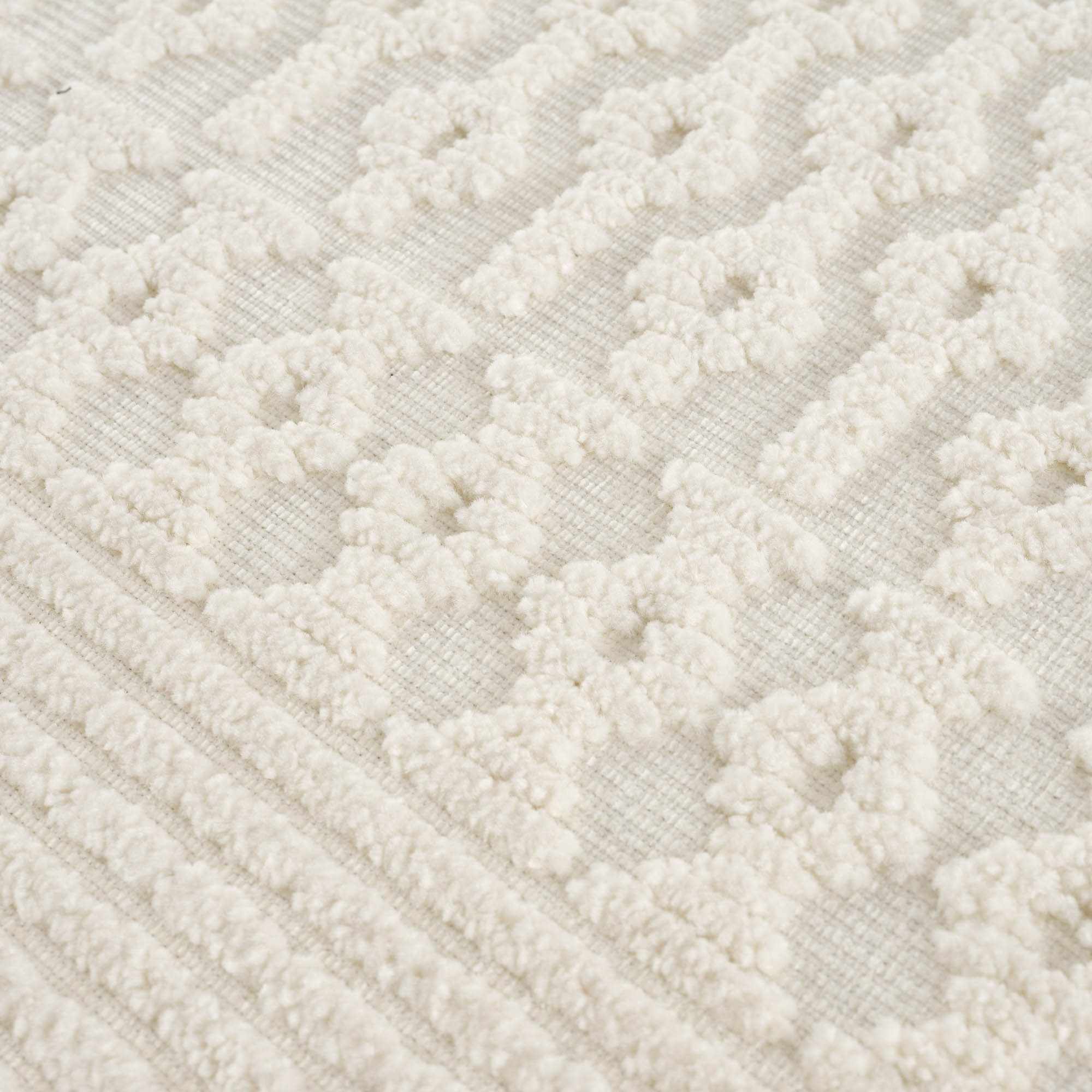 Ivory Texture Tribal Trellis Washable High Low Pile Area Rug - Image 12