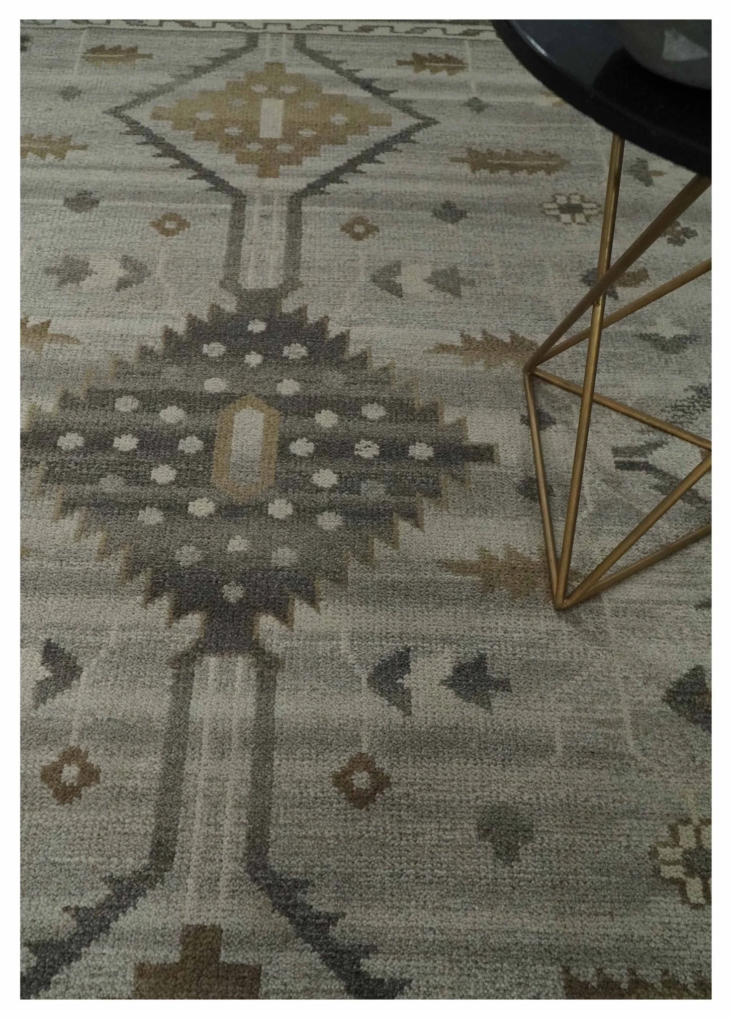 Hand Knotted Ivory, Charcoal and Beige Traditional Floral Multi Size Wool Area Rug - Image 2
