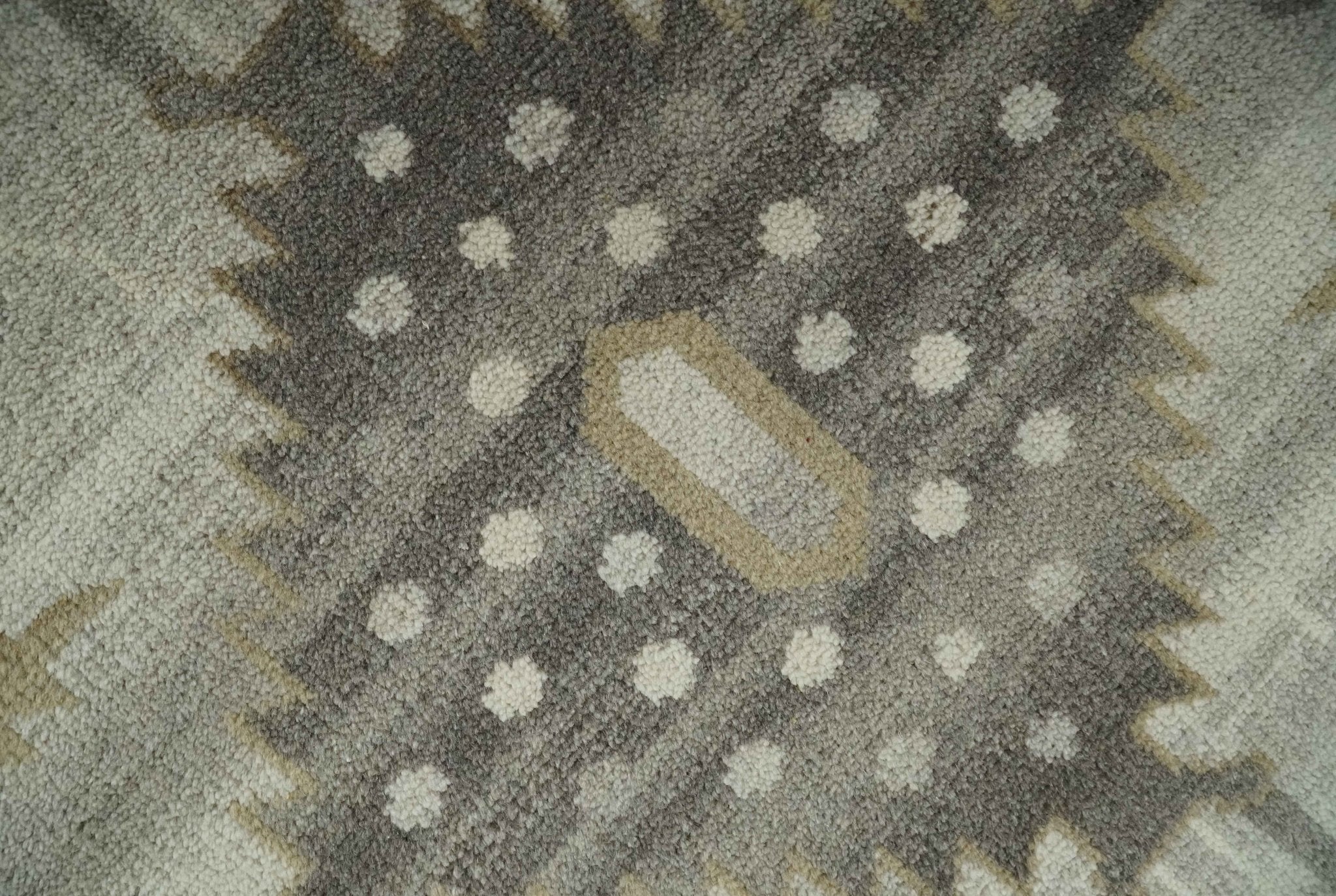 Hand Knotted Ivory, Charcoal and Beige Traditional Floral Multi Size Wool Area Rug - Image 4
