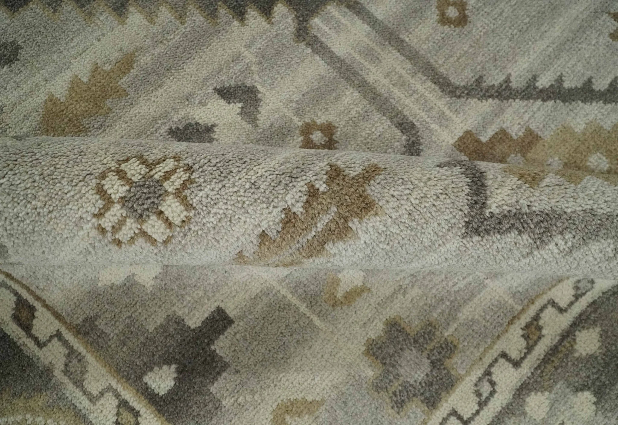 Hand Knotted Ivory, Charcoal and Beige Traditional Floral Multi Size Wool Area Rug - Image 6