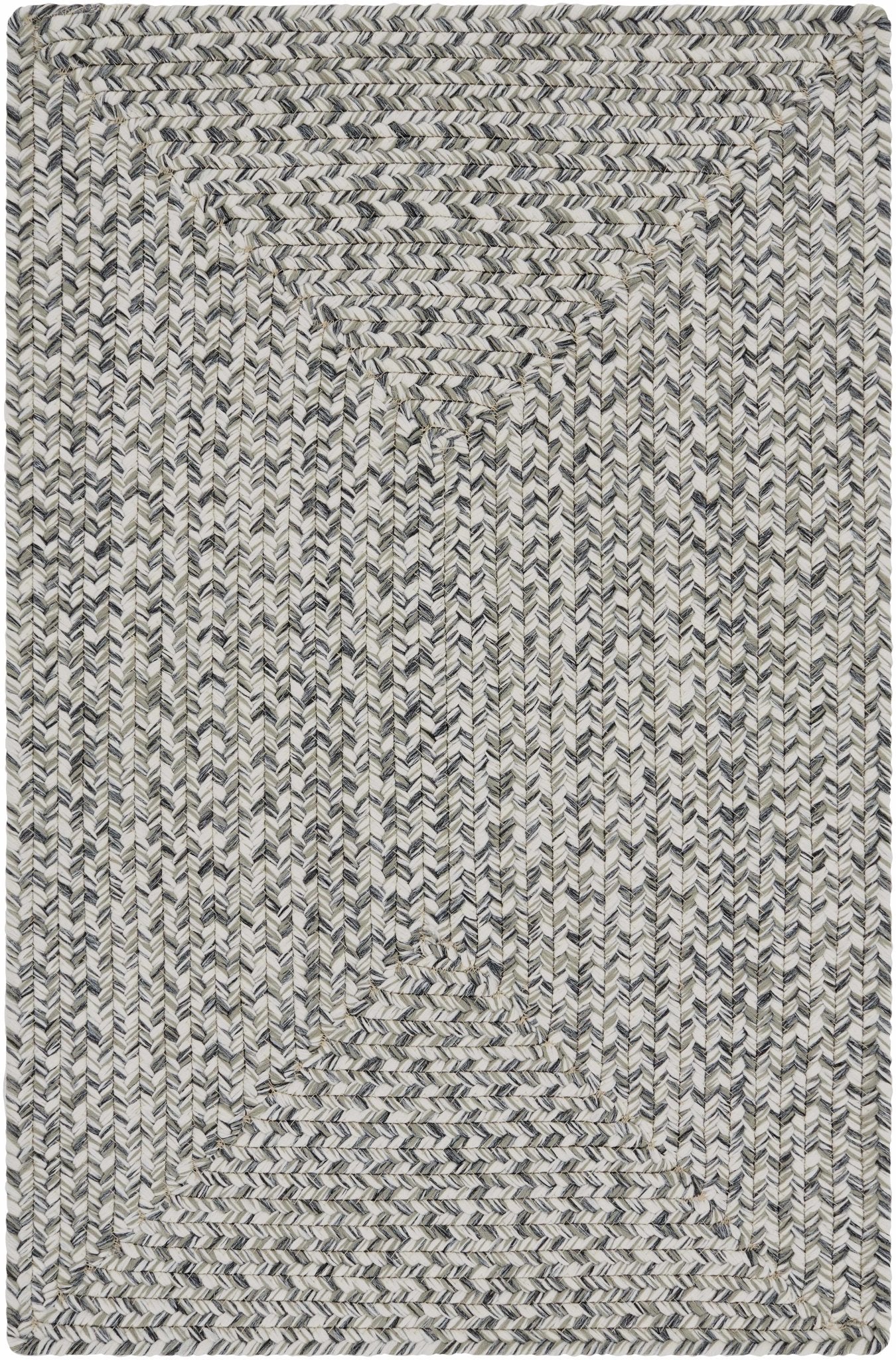 Ivory, Charcoal and Taupe Chevron Design Braided Faux Outdoor safe area Rug - Image 10