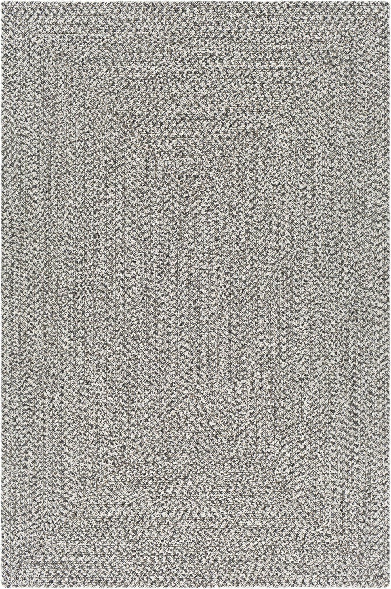 Ivory, Charcoal and Taupe Chevron Design Braided Faux Outdoor safe area Rug - Image 11