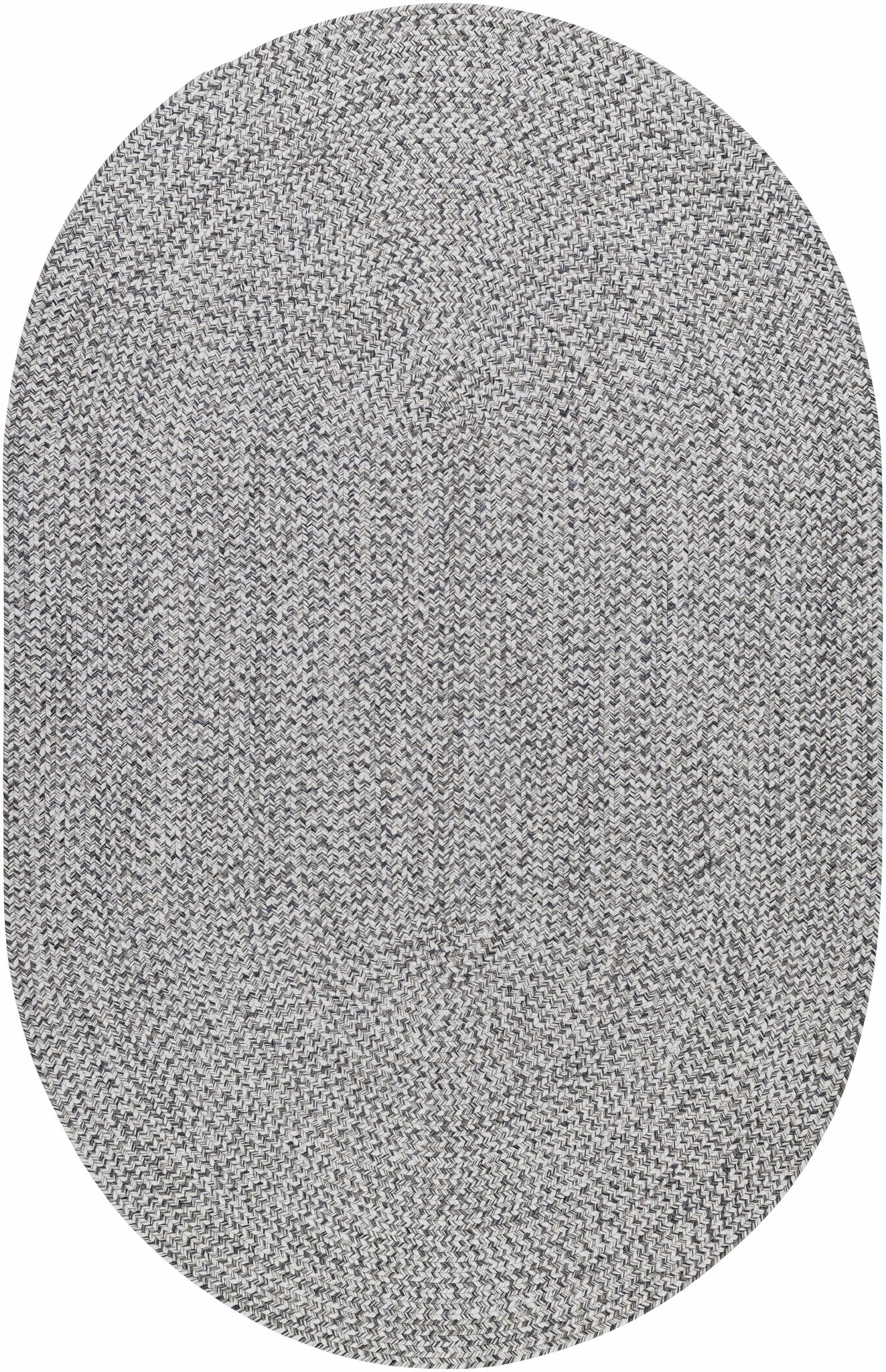 Ivory, Charcoal and Taupe Chevron Design Braided Faux Outdoor safe area Rug - Image 12
