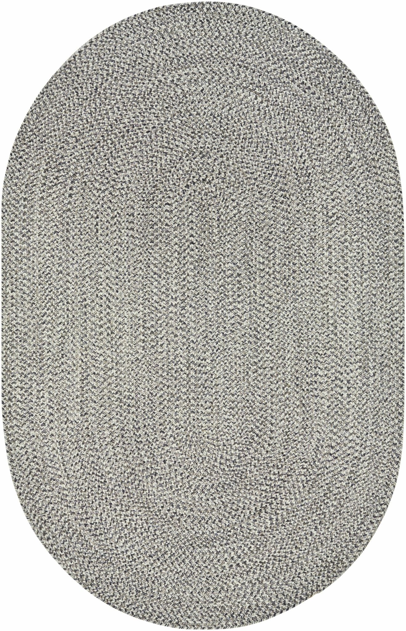 Ivory, Charcoal and Taupe Chevron Design Braided Faux Outdoor safe area Rug - Image 5