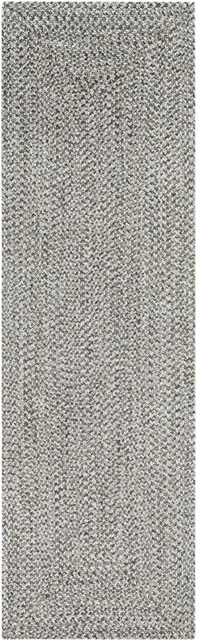 Ivory, Charcoal and Taupe Chevron Design Braided Faux Outdoor safe area Rug - Image 9