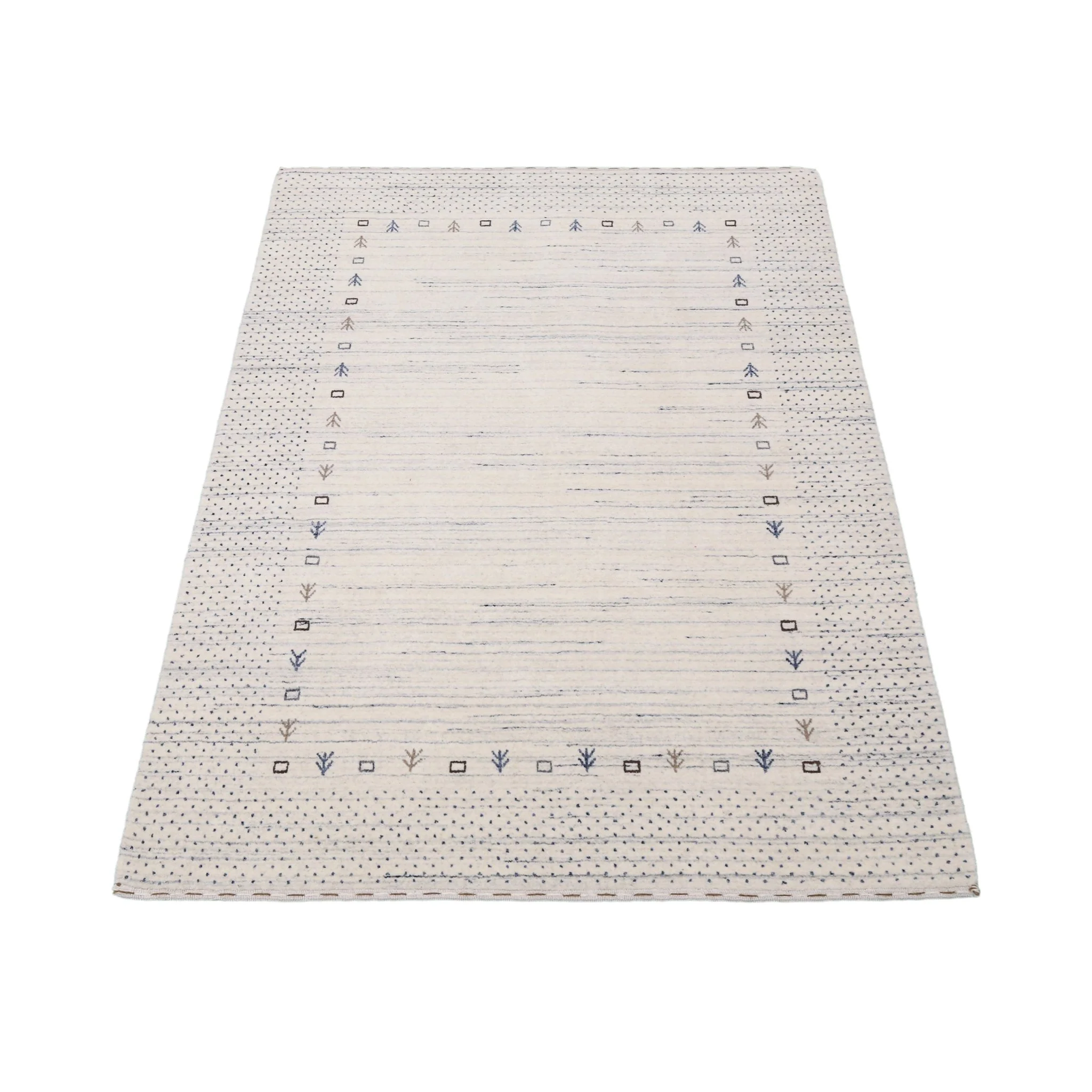 Ivory Contemporary Gabbeh Border Design Hand Loomed Wool Rug - Image 2