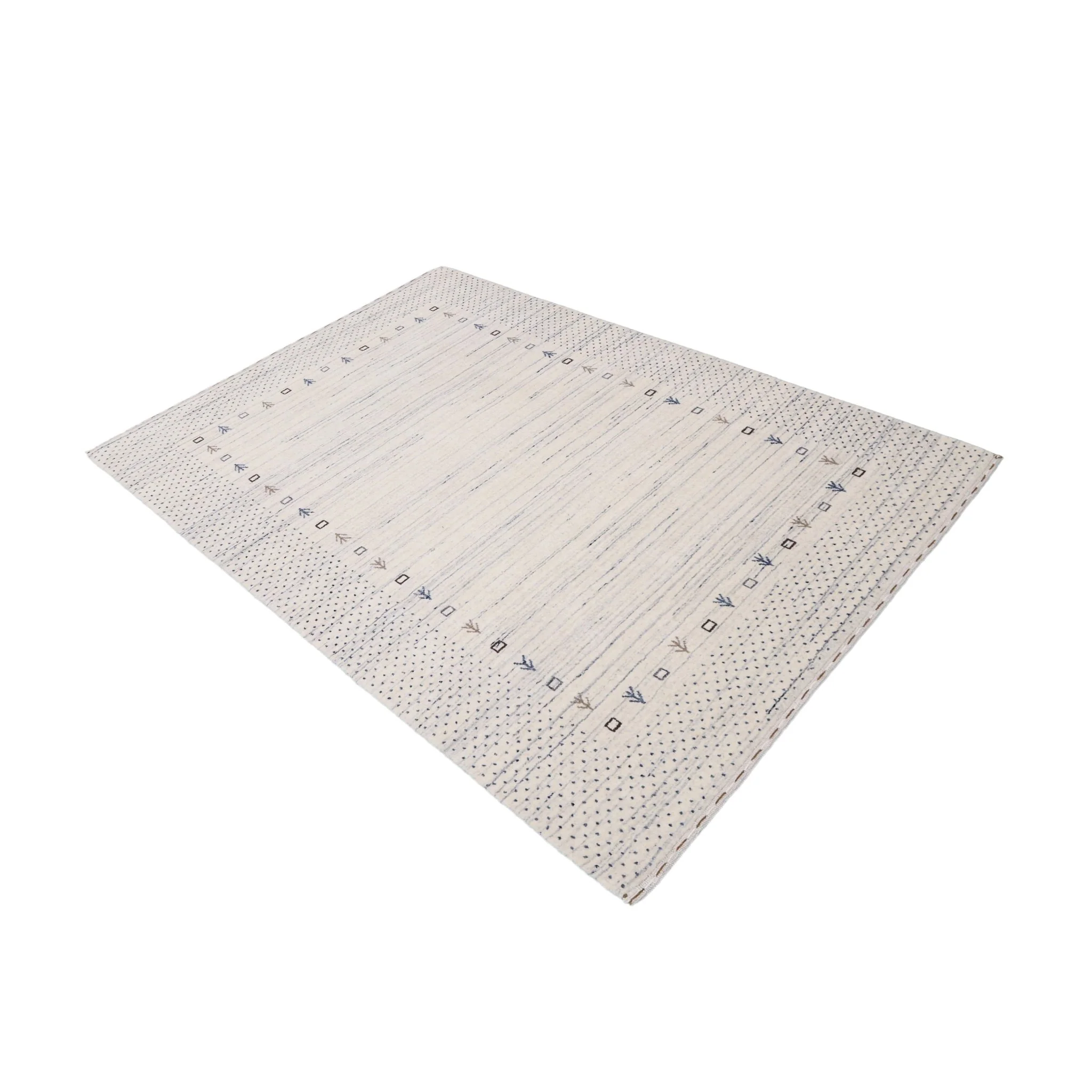 Ivory Contemporary Gabbeh Border Design Hand Loomed Wool Rug - Image 3