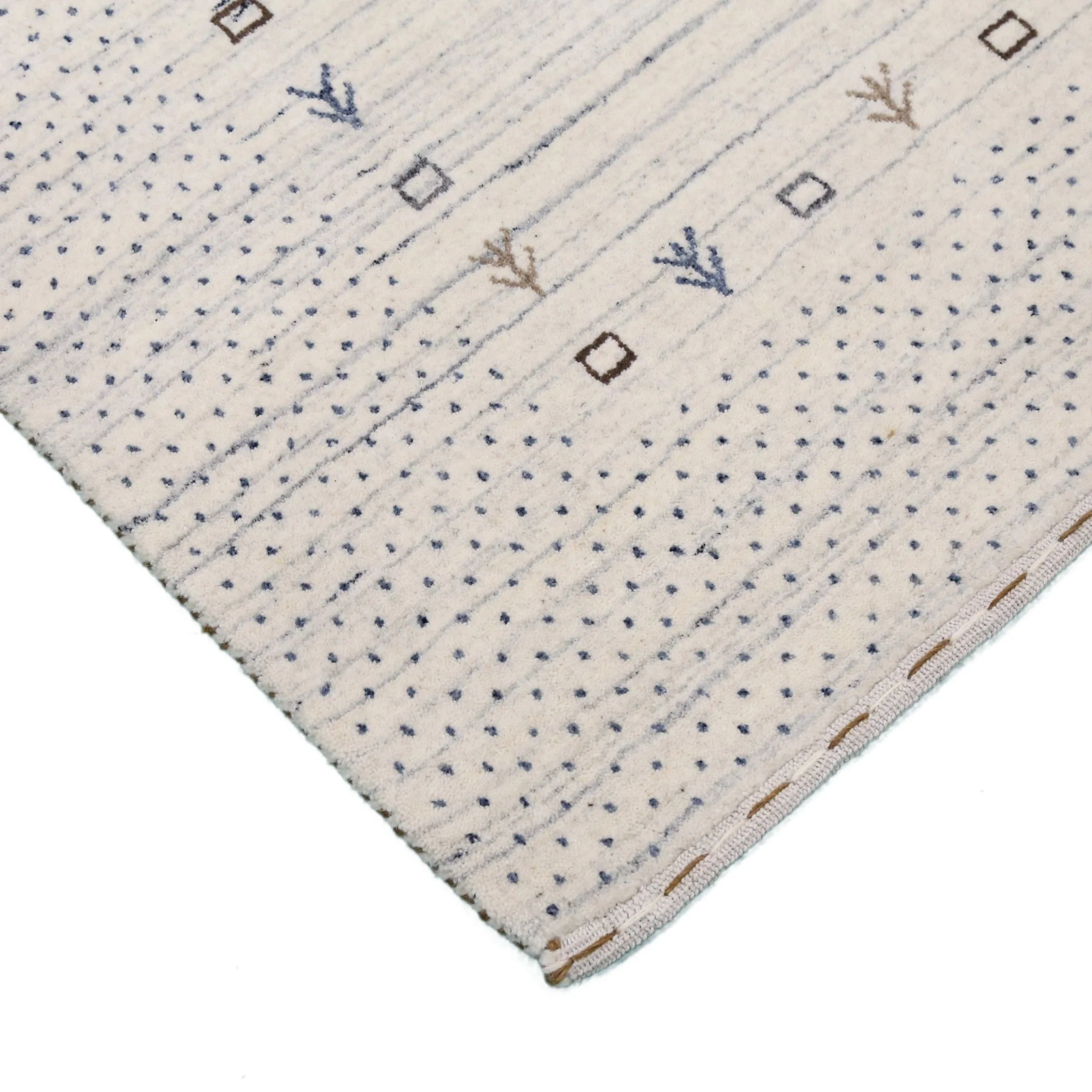 Ivory Contemporary Gabbeh Border Design Hand Loomed Wool Rug - Image 4