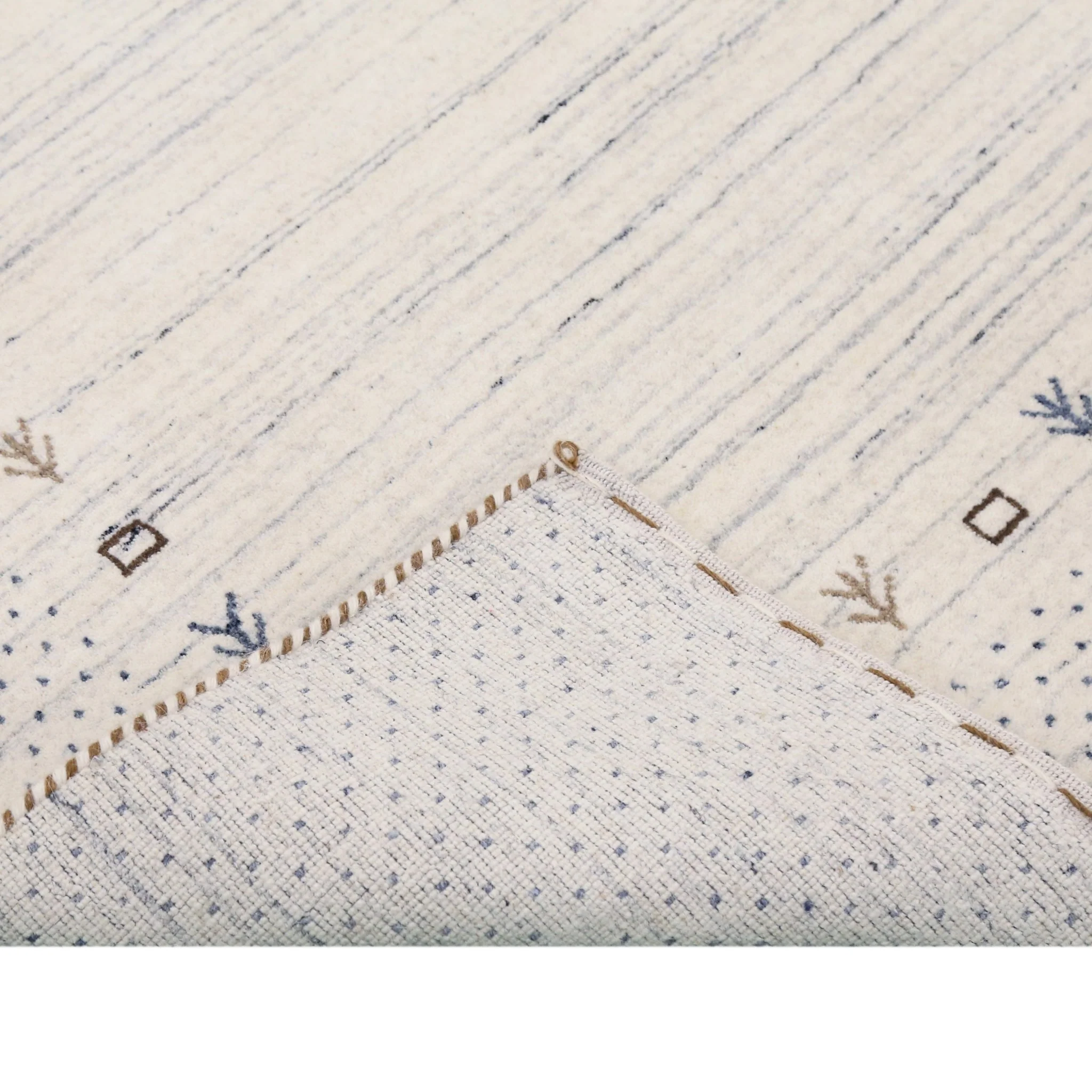 Ivory Contemporary Gabbeh Border Design Hand Loomed Wool Rug - Image 5