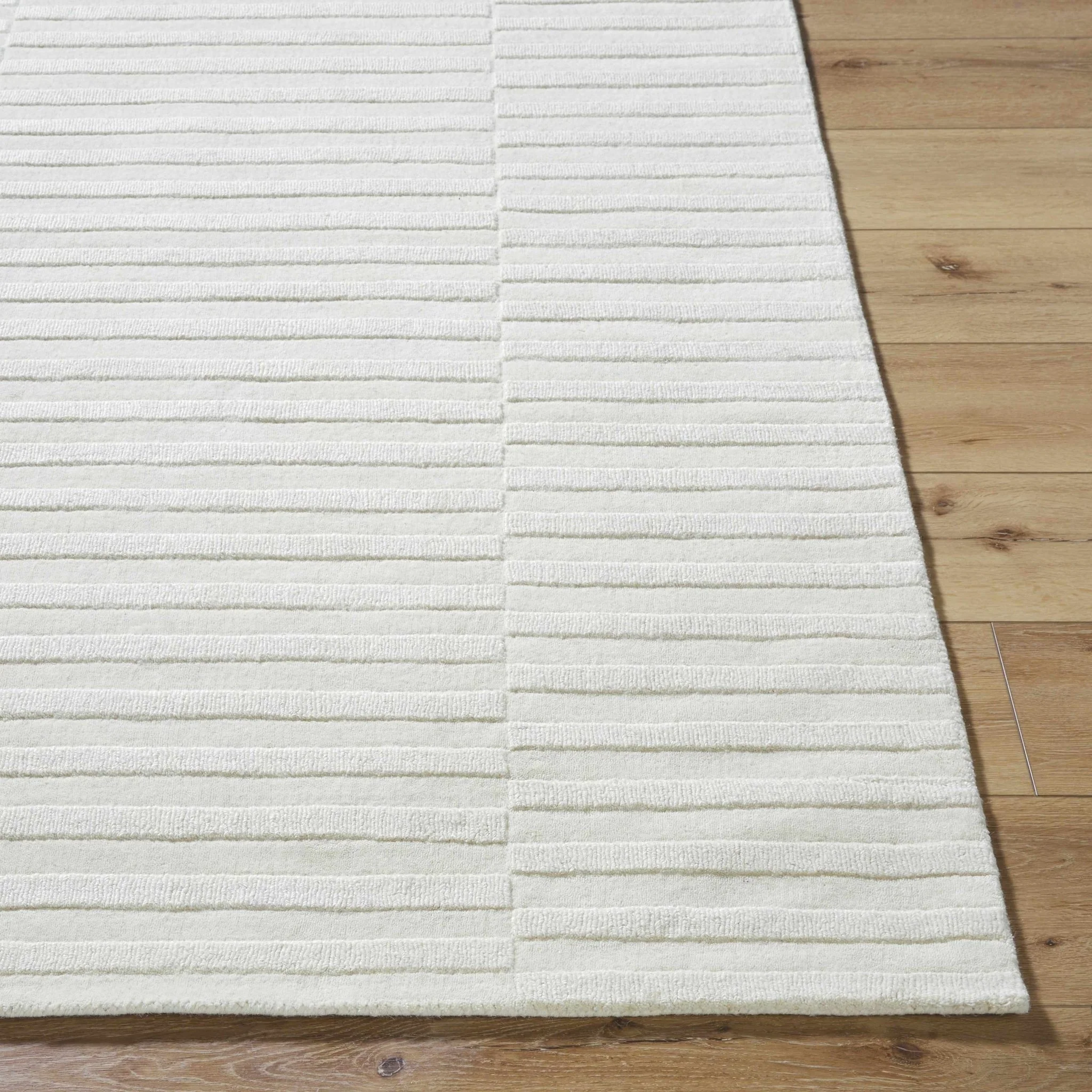 Ivory Contemporary Style Hand Loomed Wool Rug - Image 3