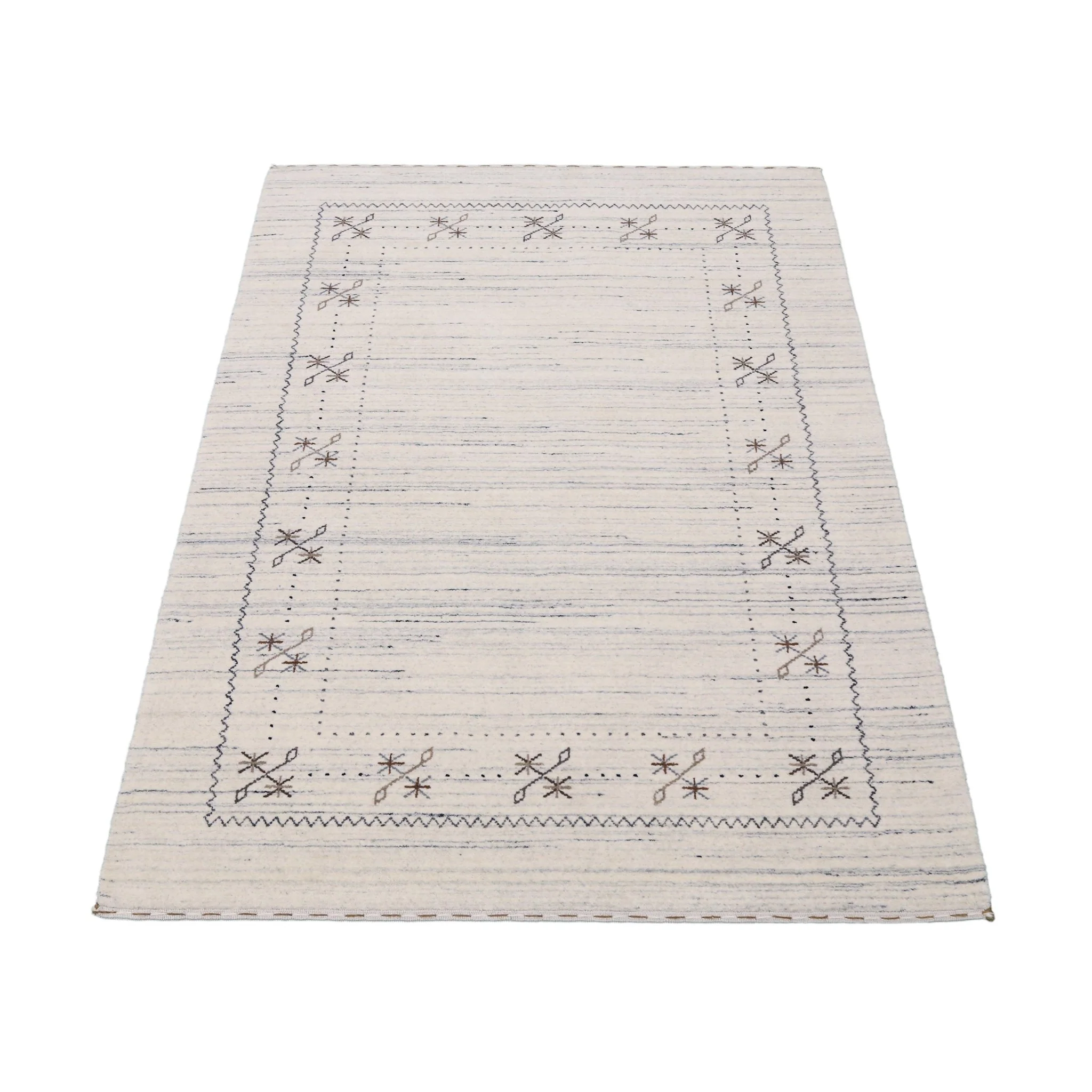 Ivory Gabbeh Border Design Hand Loomed Wool Rug - Image 3
