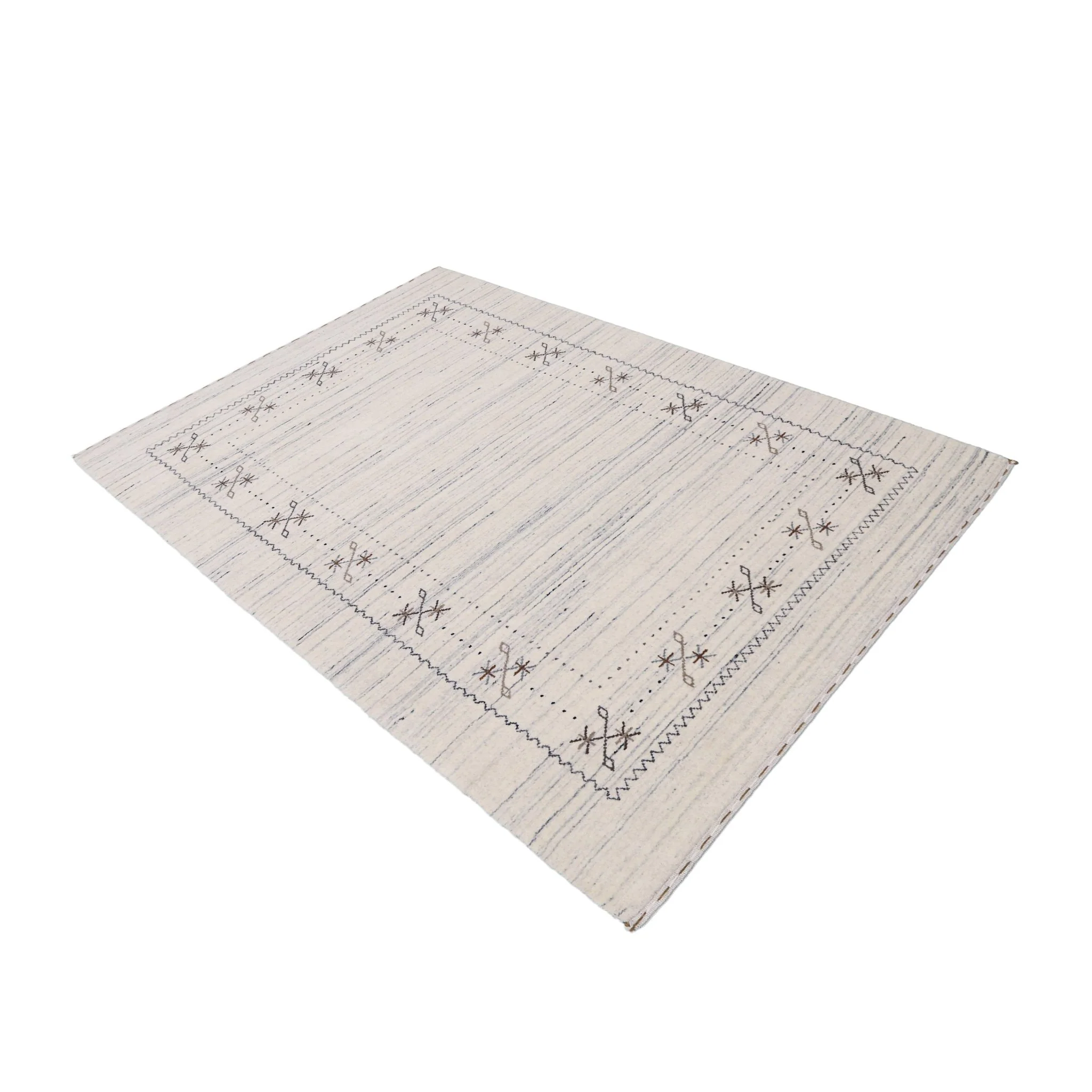 Ivory Gabbeh Border Design Hand Loomed Wool Rug - Image 4