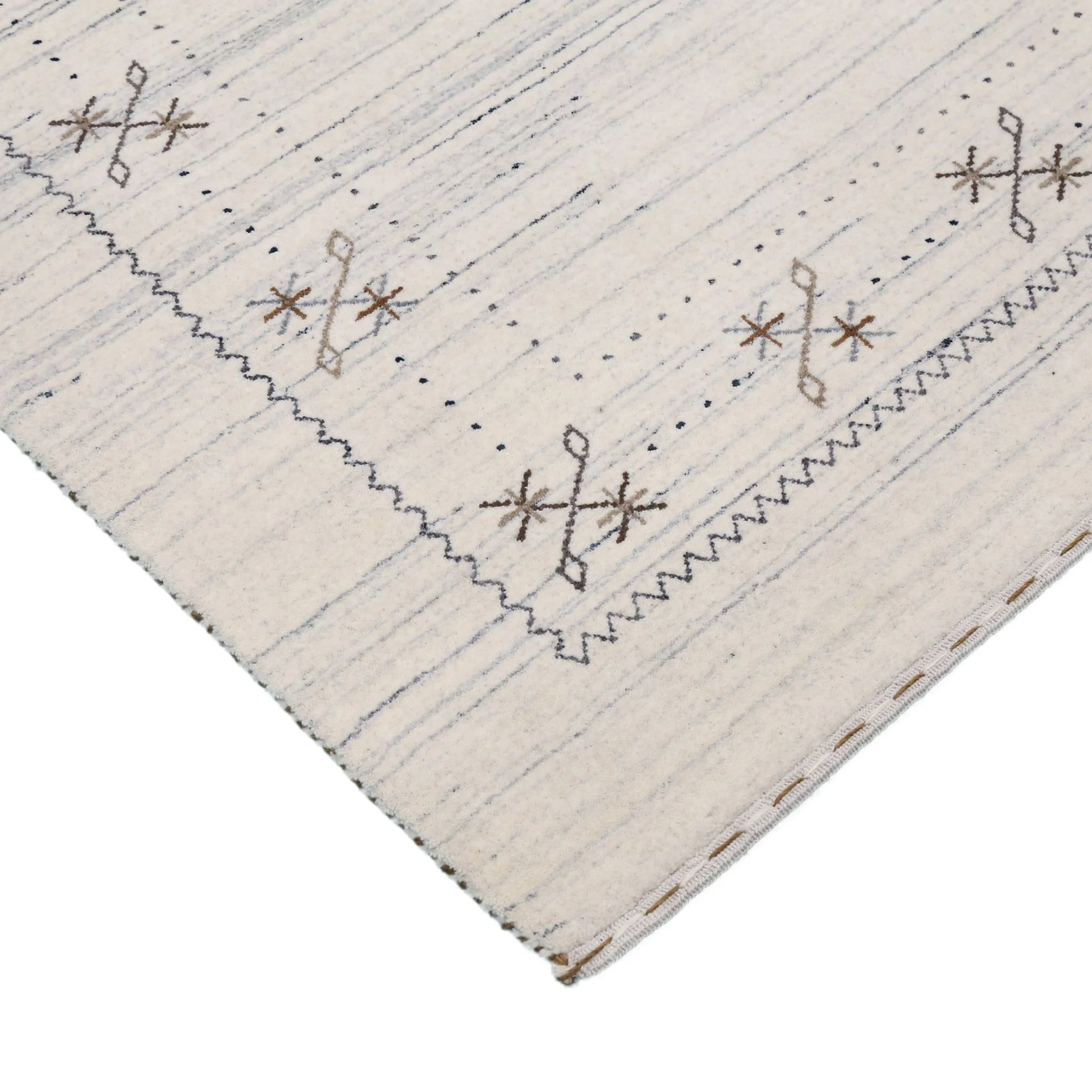 Ivory Gabbeh Border Design Hand Loomed Wool Rug - Image 5
